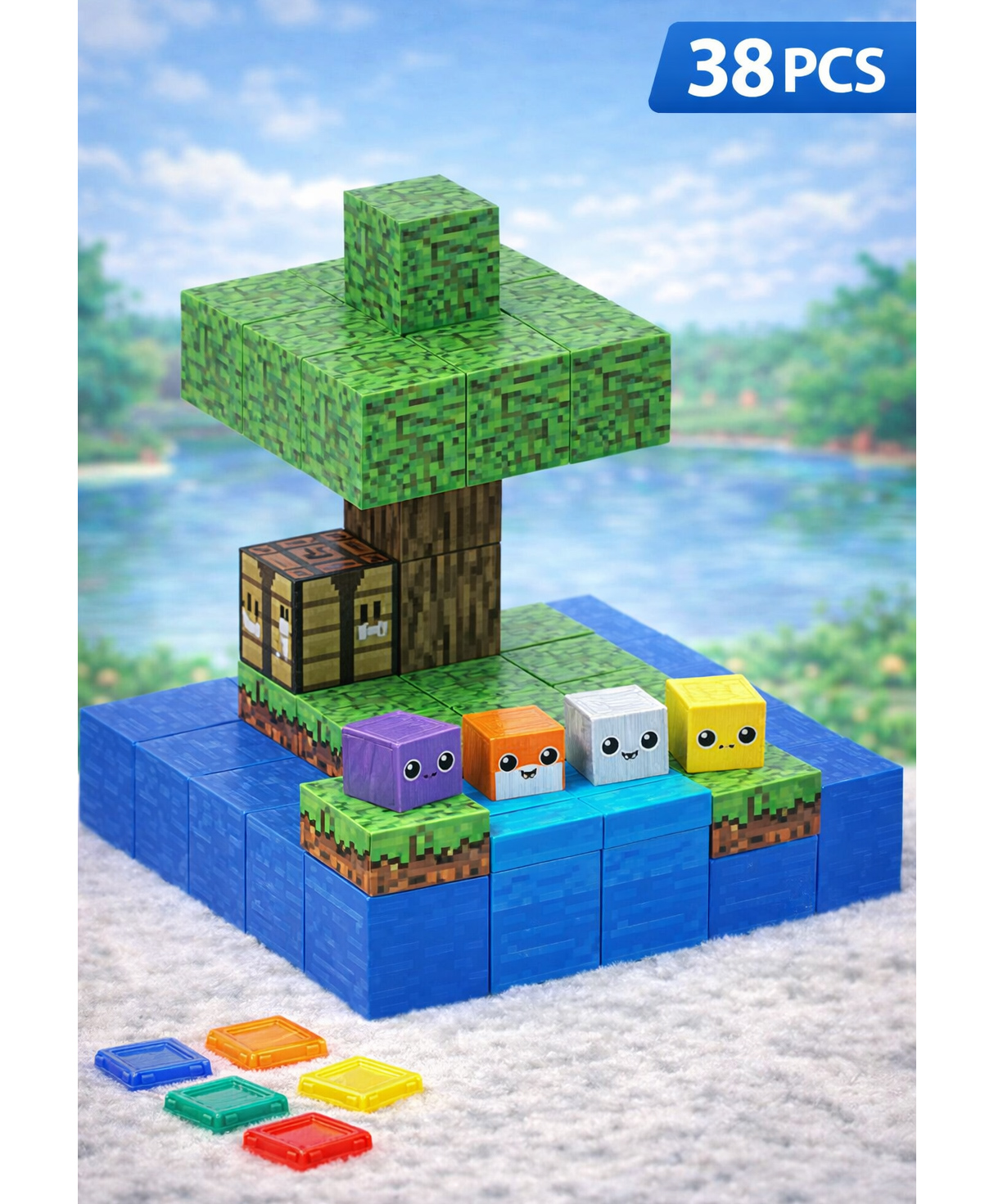 NEGOCIO Mini Island Puzzle Cube Building Block Toy Set - Color May Vary-image-42