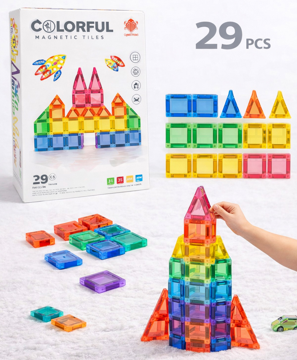 NEGOCIO Magnet Tiles Building Blocks for Kids - 29 Pieces-picture-17