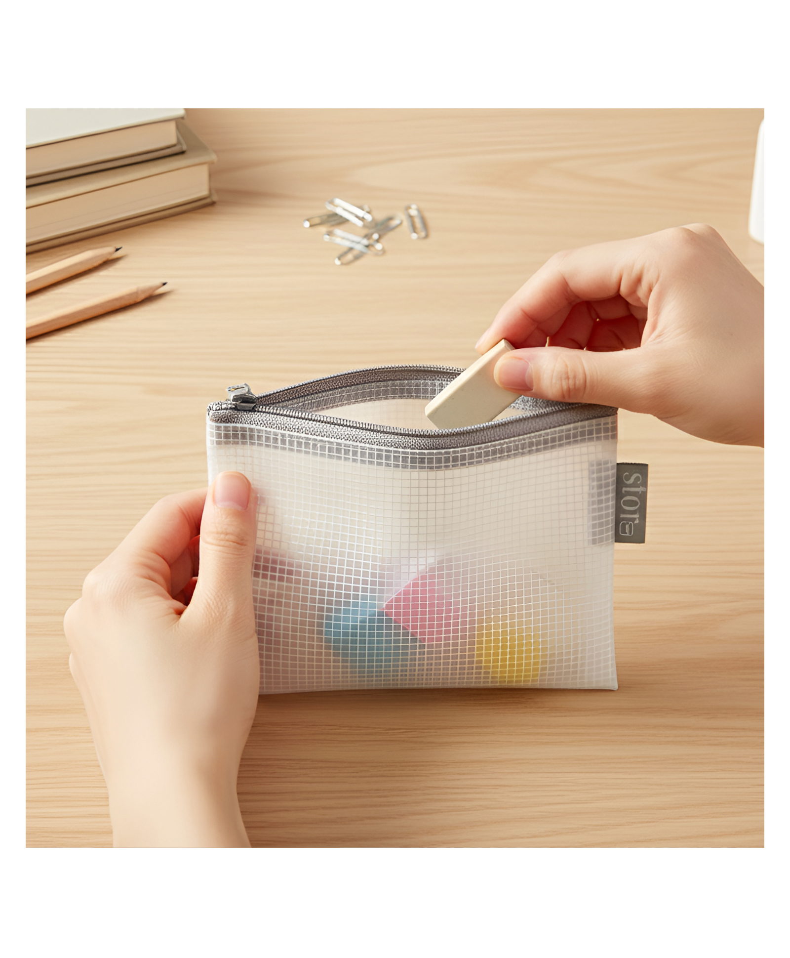 STOR Gray Mini Zipper Pouch for Travel & Office | Multipurpose Storage Pouch, Utility Organizer | Everyday Essentials Case-image-49