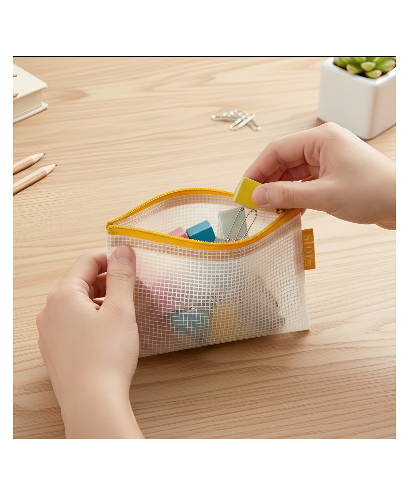 STOR Yellow Mini Zipper Pouch for Travel & Office | Multipurpose Storage Pouch, Utility Organizer | Everyday Essentials Case-image-25