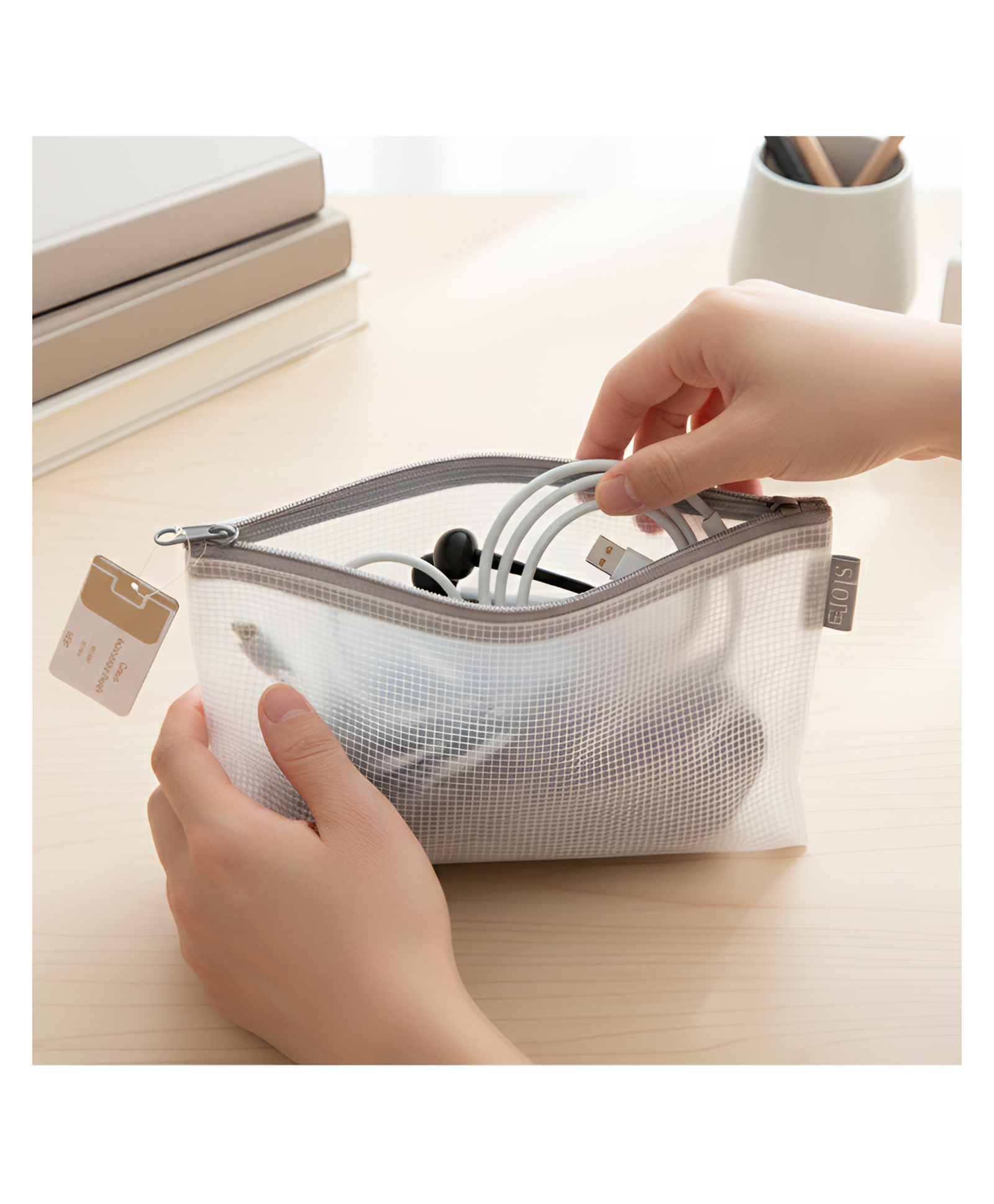 STOR Gray Letter Zipper Pouch | Travel & Office Organizer | Document & Accessory Storage Case-picture-19