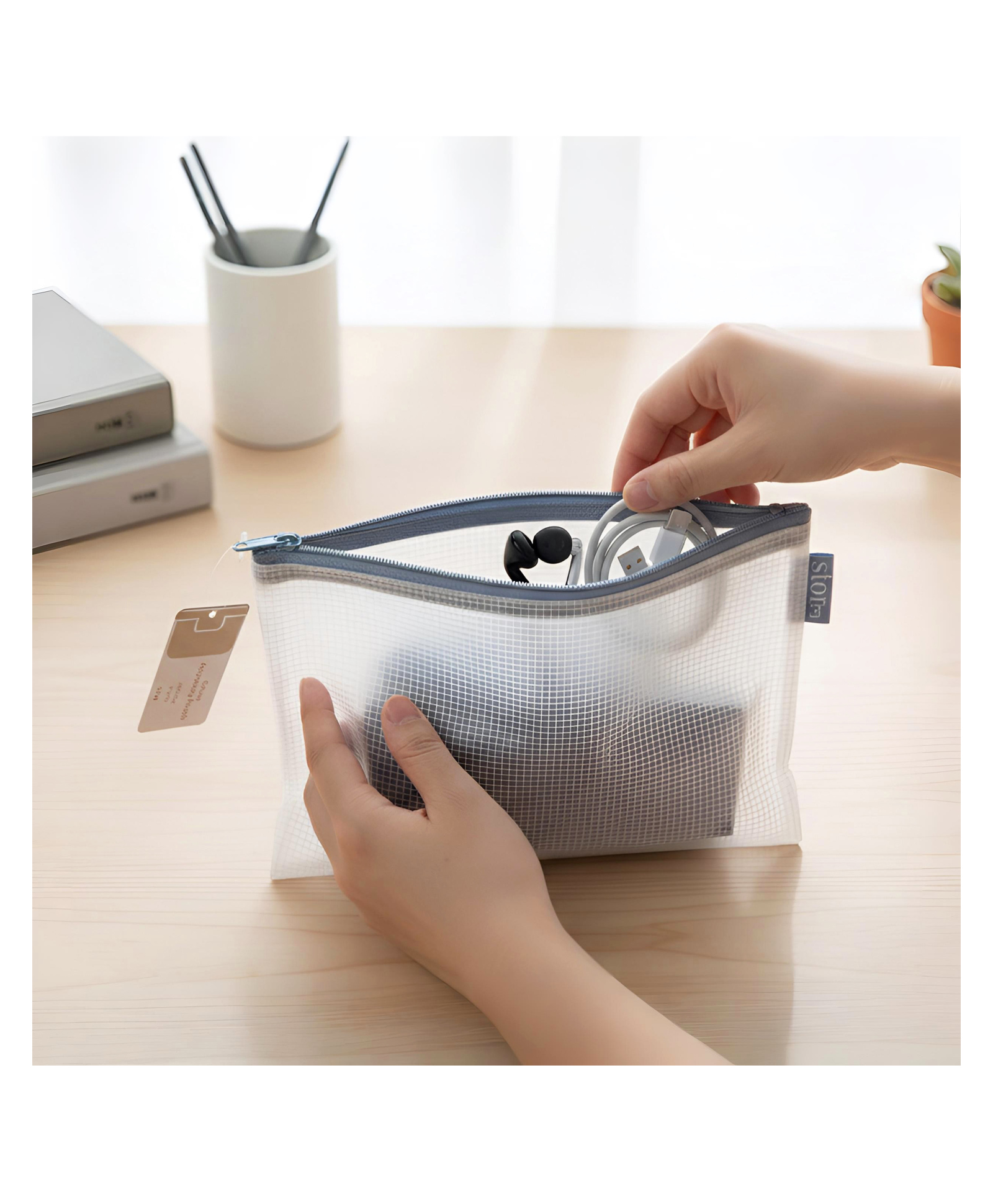 STOR Blue Letter Zipper Pouch | Travel & Office Organizer | Document & Accessory Storage Case-picture-10