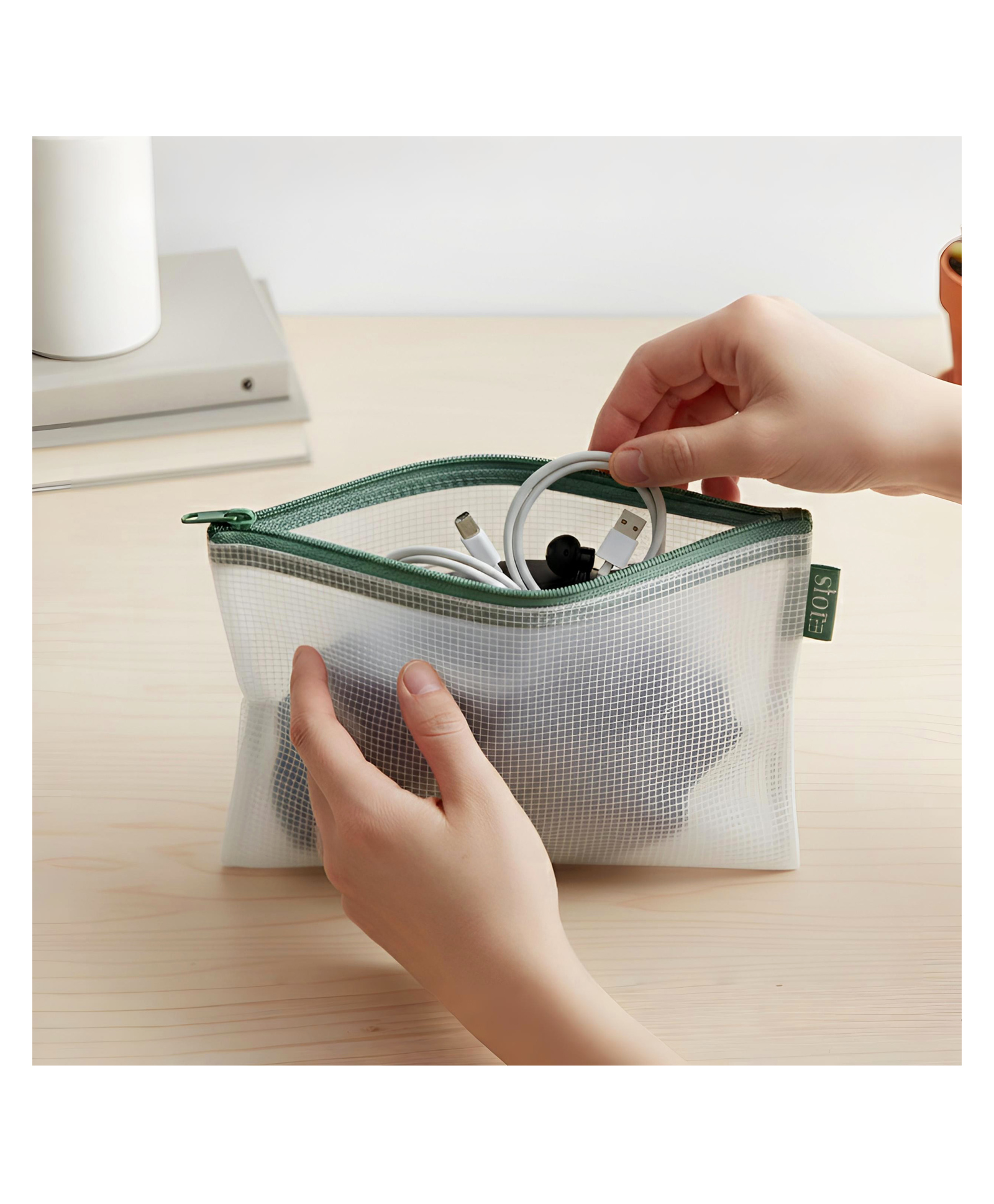 STOR Green Letter Zipper Pouch | Travel & Office Organizer | Document & Accessory Storage Case-picture-12