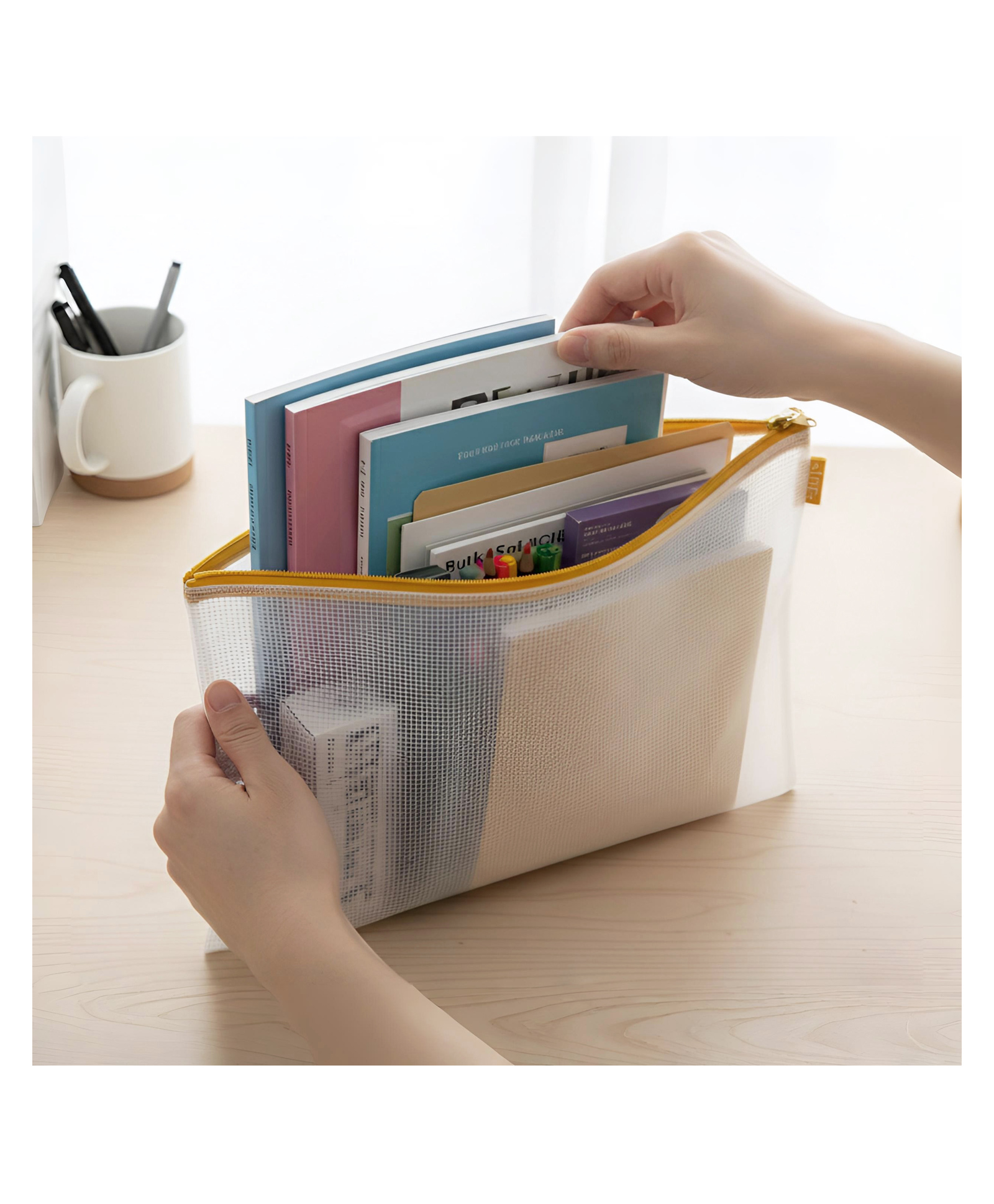 STOR Yellow Grande Zipper Pouch | Office & Travel Organizer | Accessory & Document Holder | Practical Utility Case-image-22