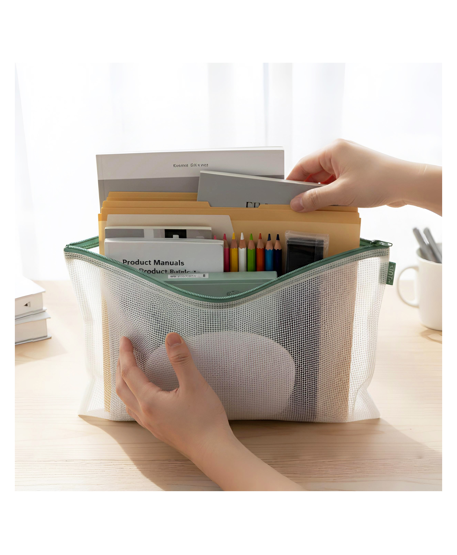 STOR Green Grande Zipper Pouch | Office & Travel Organizer | Accessory & Document Holder | Practical Utility Case-image-23