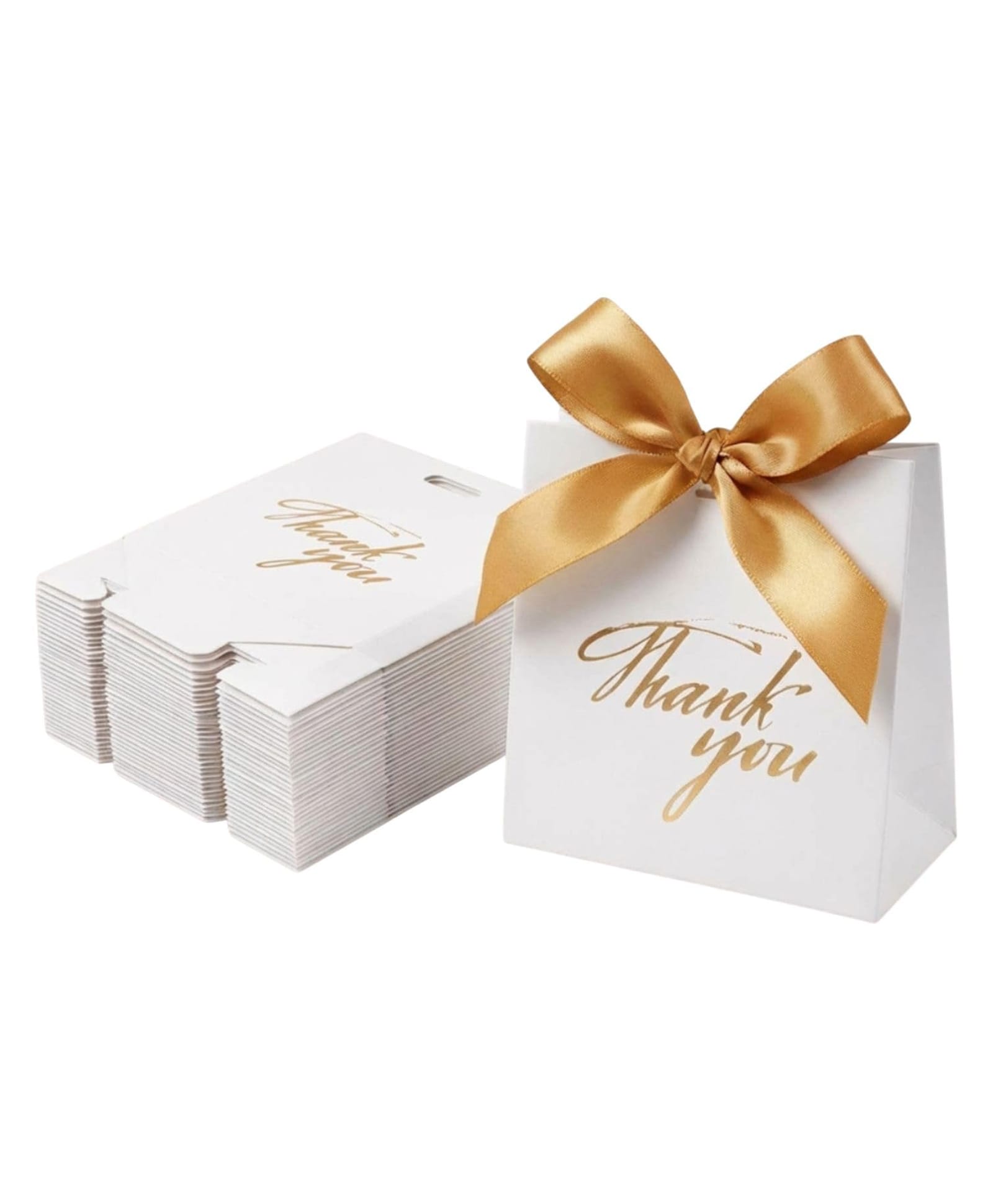 FunBlast Decorative Paper Folding Gift Box with Ribbons Pack of 10 Pcs (White)