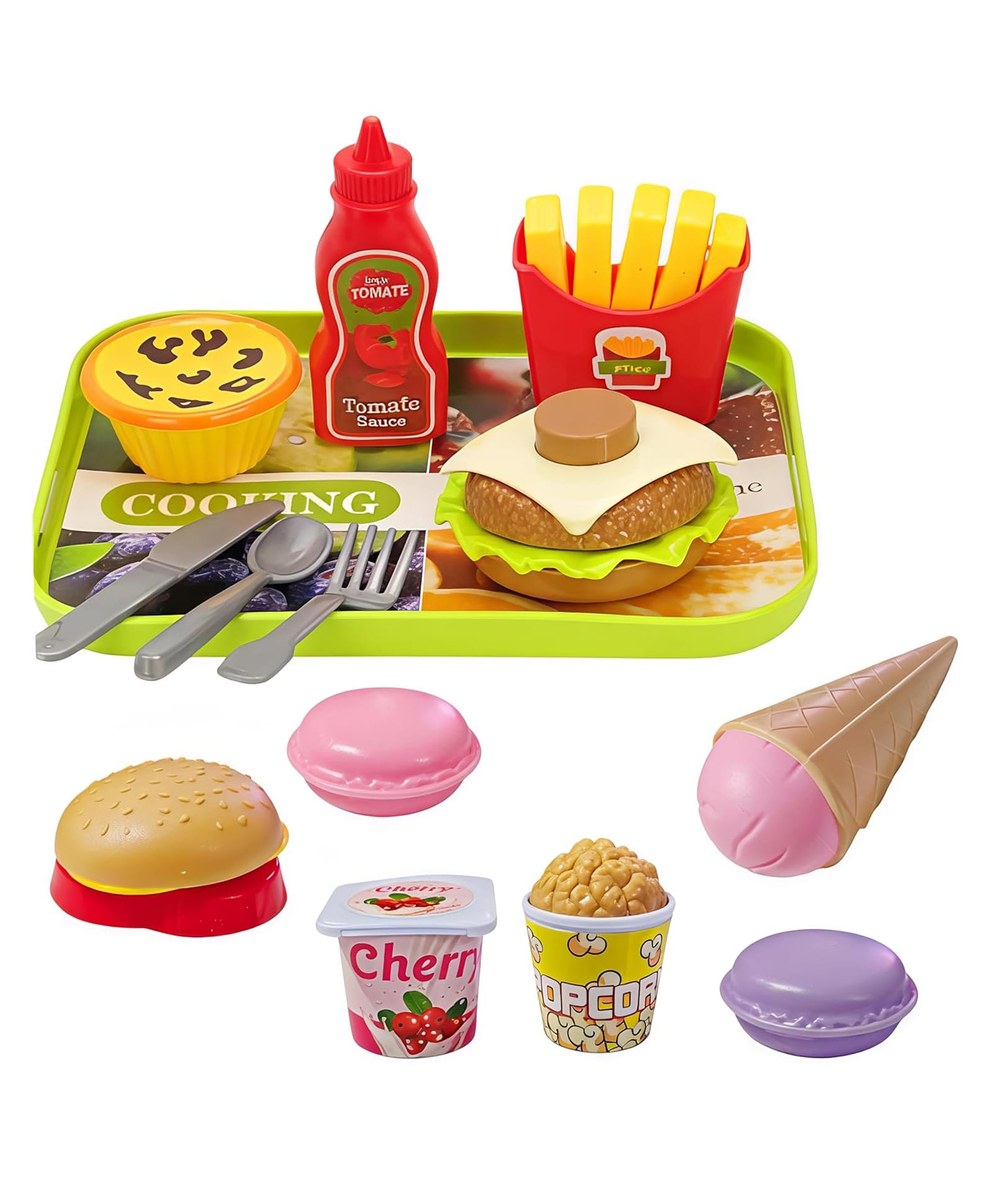 FunBlast Realistic Fast-Food Set with Carry Bag for Kids Set of 13 Pcs (Multicolor)-picture-1