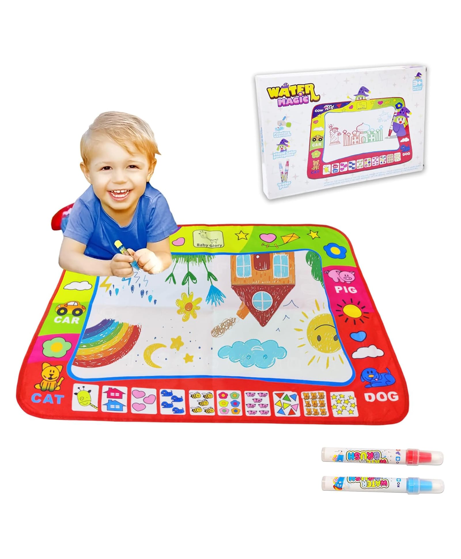 FunBlast Aqua Magic Water Drawing Mat with Rainbow Colors Swatches for Kids Pack of 1 (Random Color)-picture-11