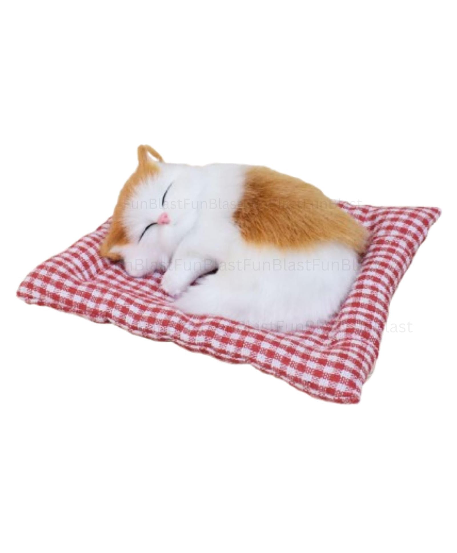 FunBlast Realistic Sleeping Cat Plush with Meow Sound Toy Pack of 1 (Brown - White)-image-23