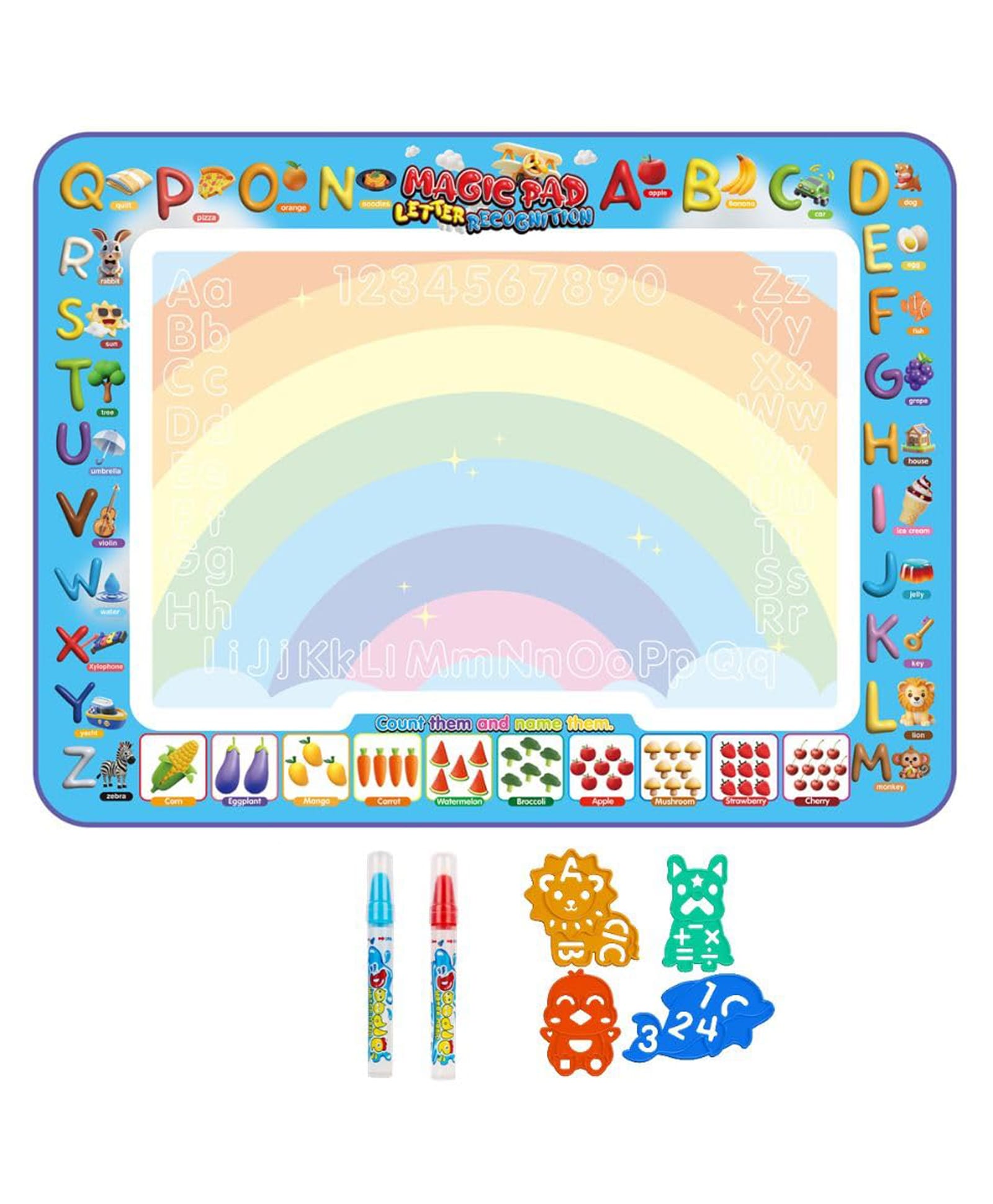 FunBlast Fruit Theme Aqua Magic Water Drawing Mat with Rainbow Colors Swatches for Kids Pack of 1 (Random Color)-image-46
