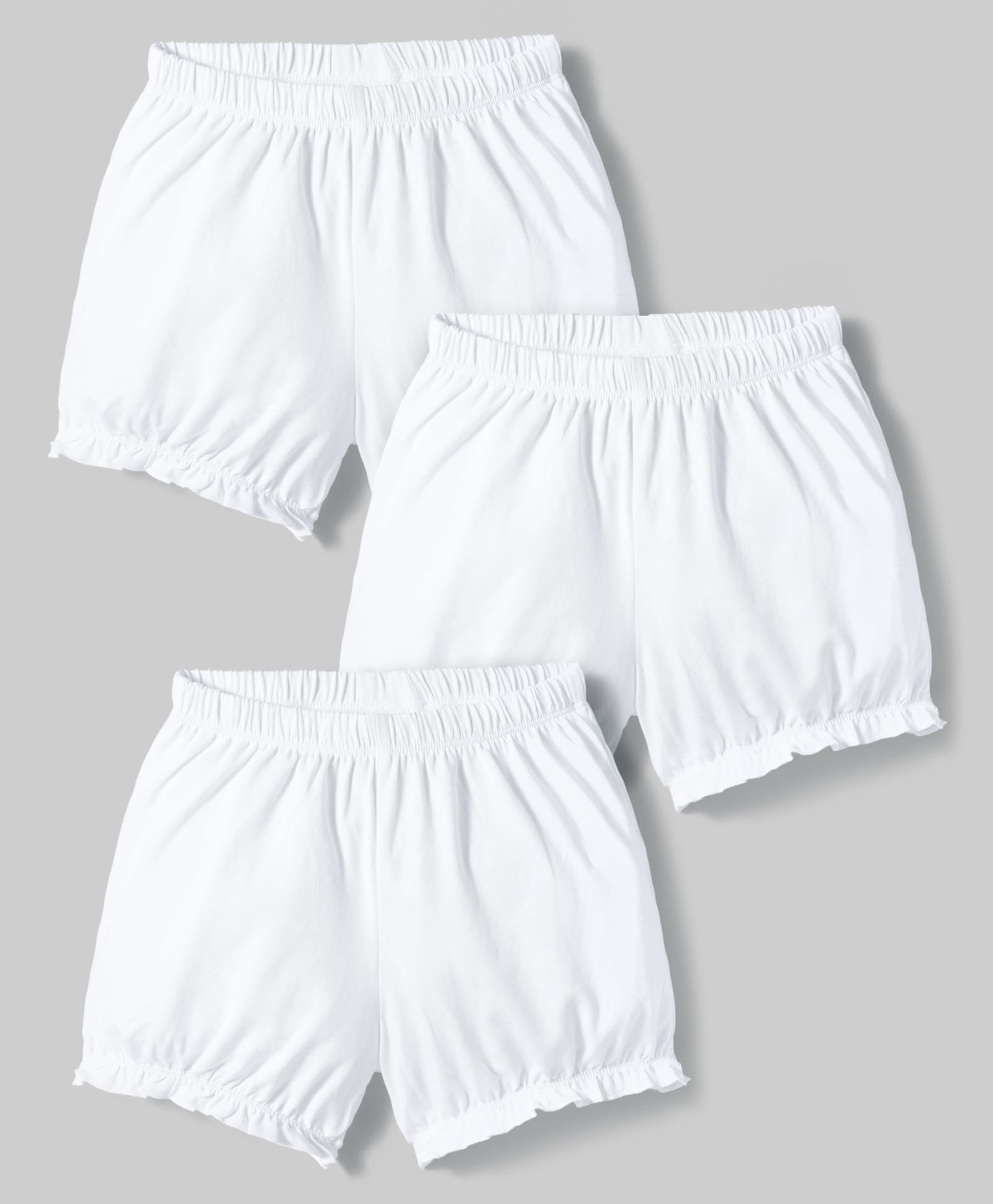 Pine Kids Cotton Lycra Knit Solid Bloomers Pack Of 3 - White-picture-28