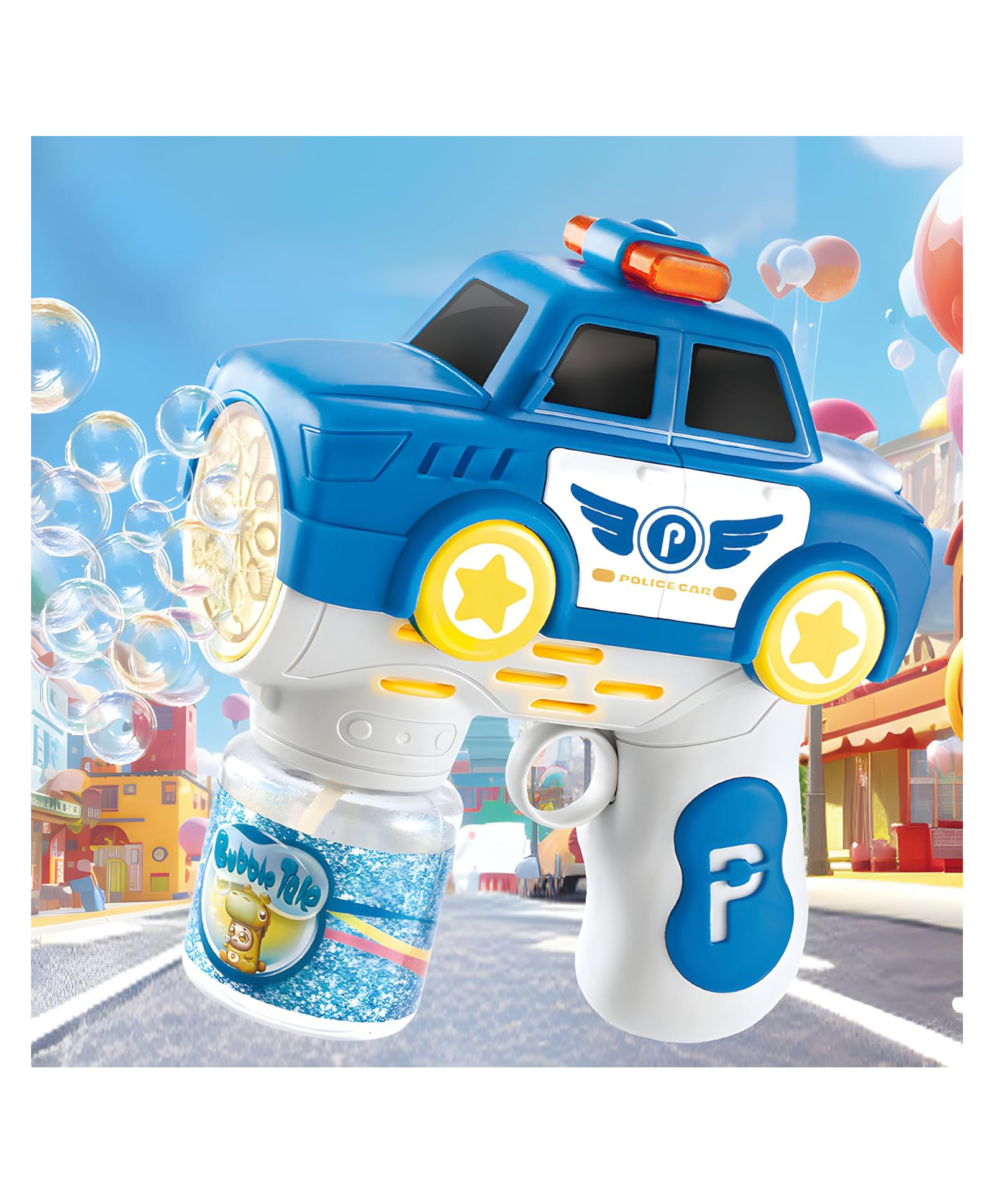 FUNVERSE Police Car Bubble Gun Toys Automatic Bubble Machine With Bubble Solution - Blue-image-5