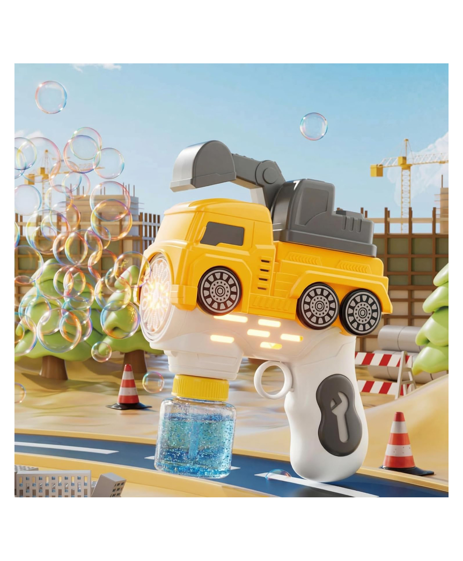 FUNVERSE Excavator Bubble Gun Toys Automatic Bubble Machine With Bubble Solution - Yellow-picture-12