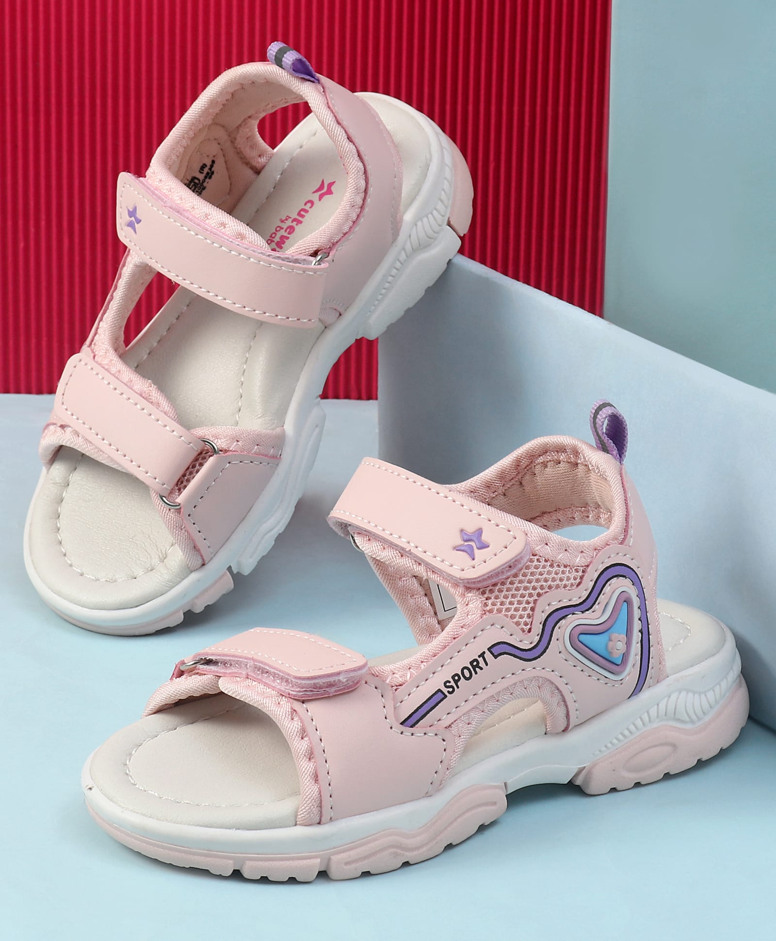 Cute Walk by Babyhug Velcro Closure Sandals With Floral Applique - Pink-picture-28