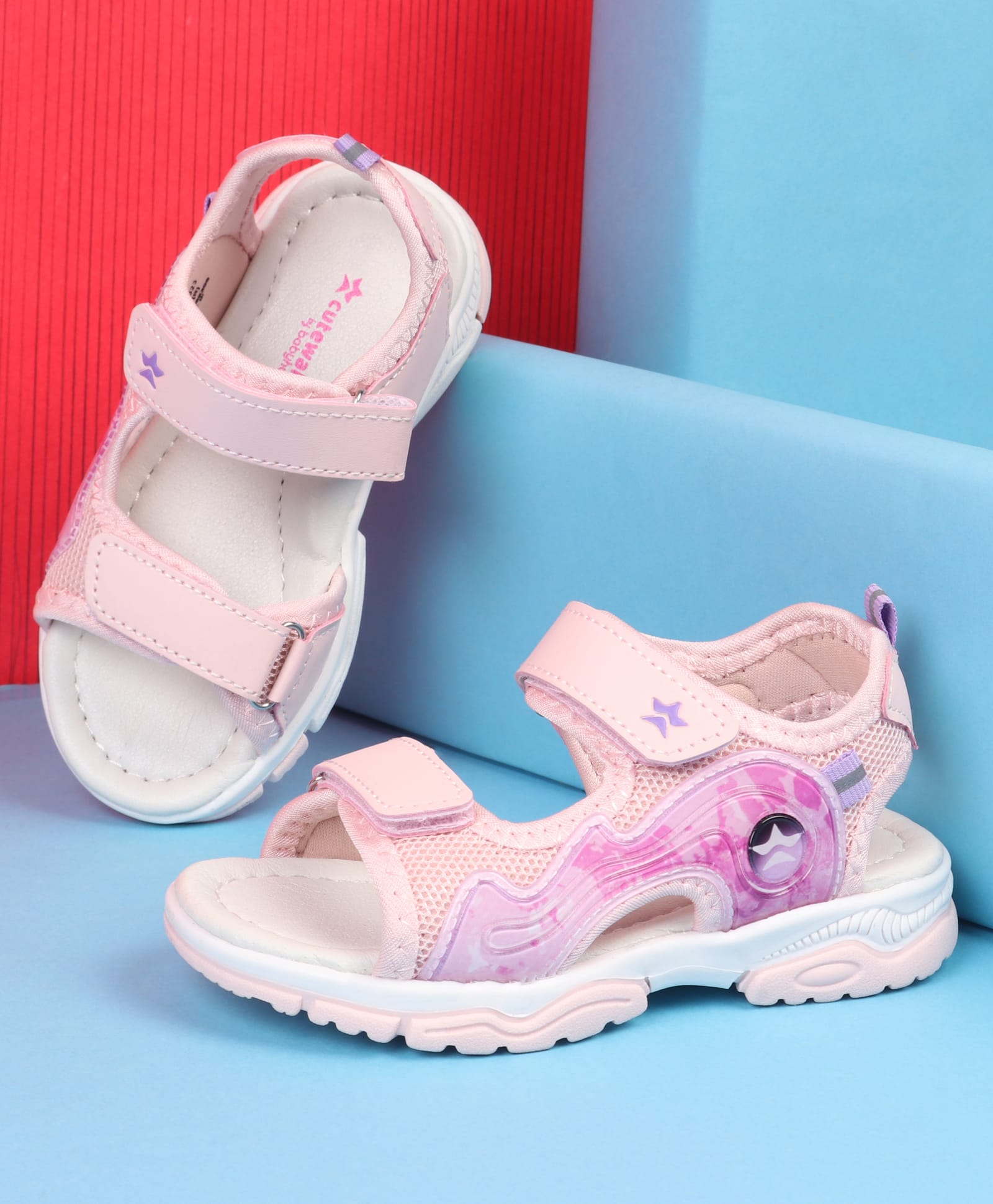 Cute Walk by Babyhug Velcro Closure Solid Sandals - Pink-image-17