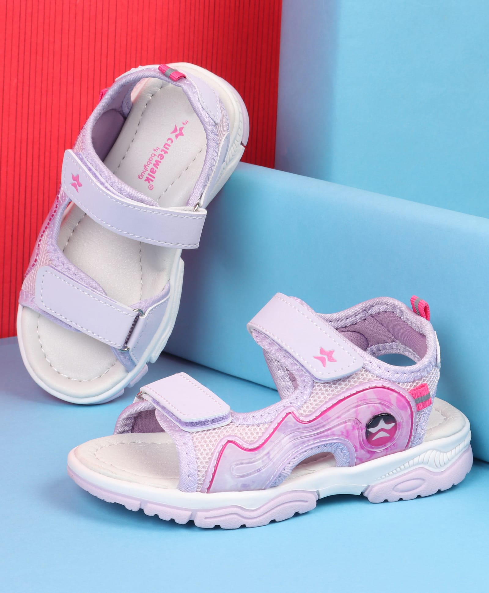 Cute Walk by Babyhug Velcro Closure Solid Sandals - Purple-picture-22