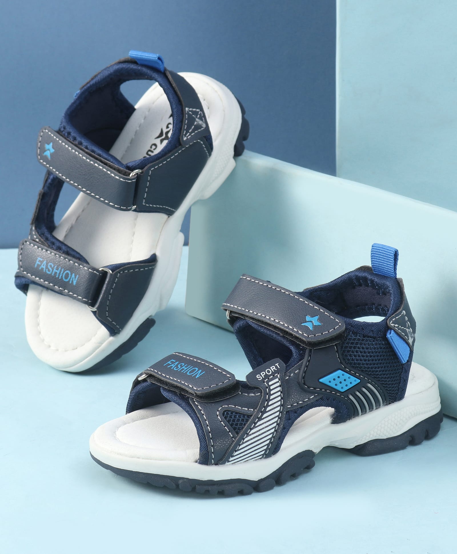 Cute Walk by Babyhug Velcro Closure Sandals With Stripes - Navy Blue-image-35