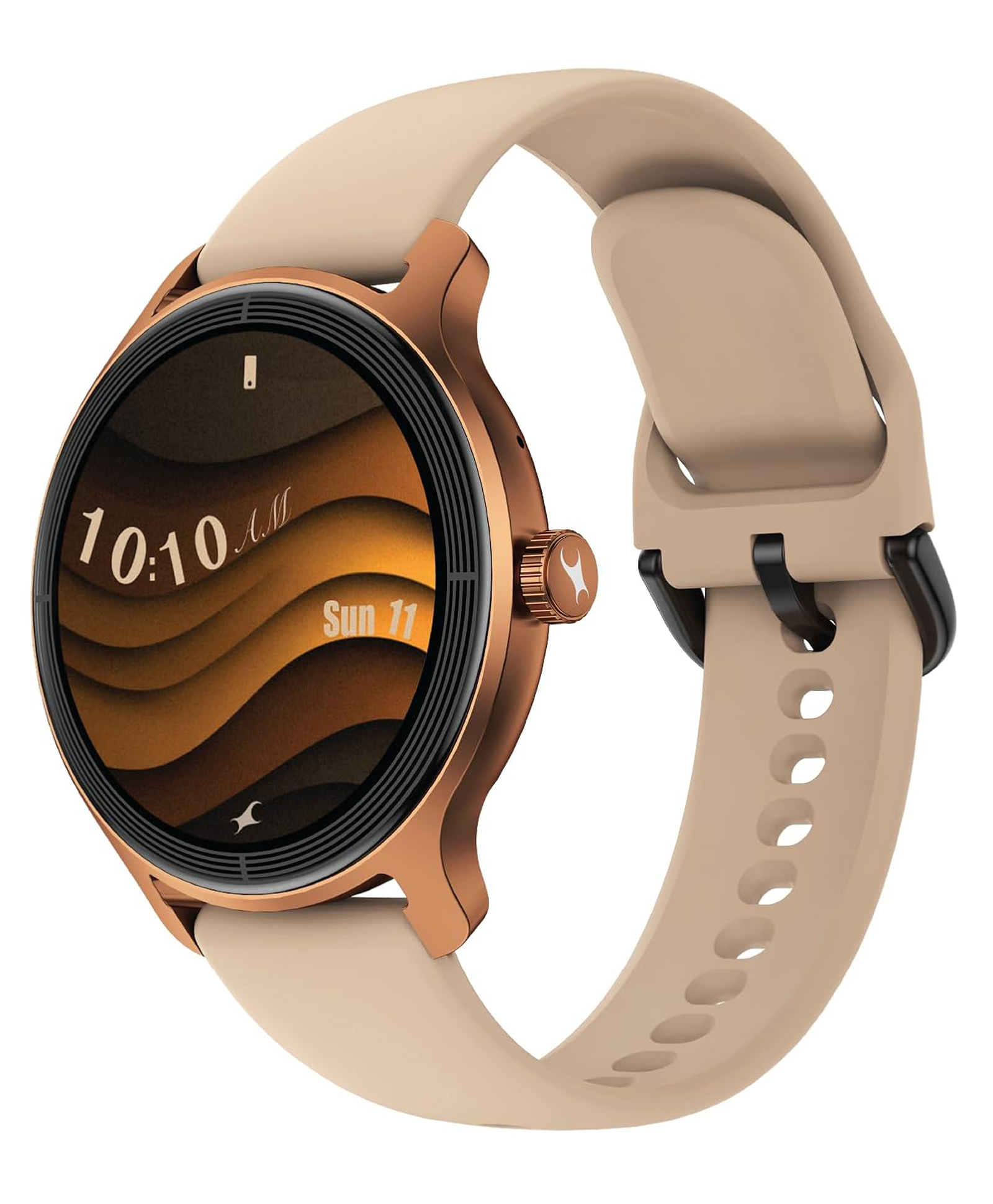 Fastrack Sleek 1.32" AMOLED 42mm Round Display Smart Watch with Silicone Strap, QR Hub, BT Calling, SPO2, Hotkey, Functional Crown, IP68 Water Resistant Upto, 5 Days Battery Life - Dusty Rose-image-1