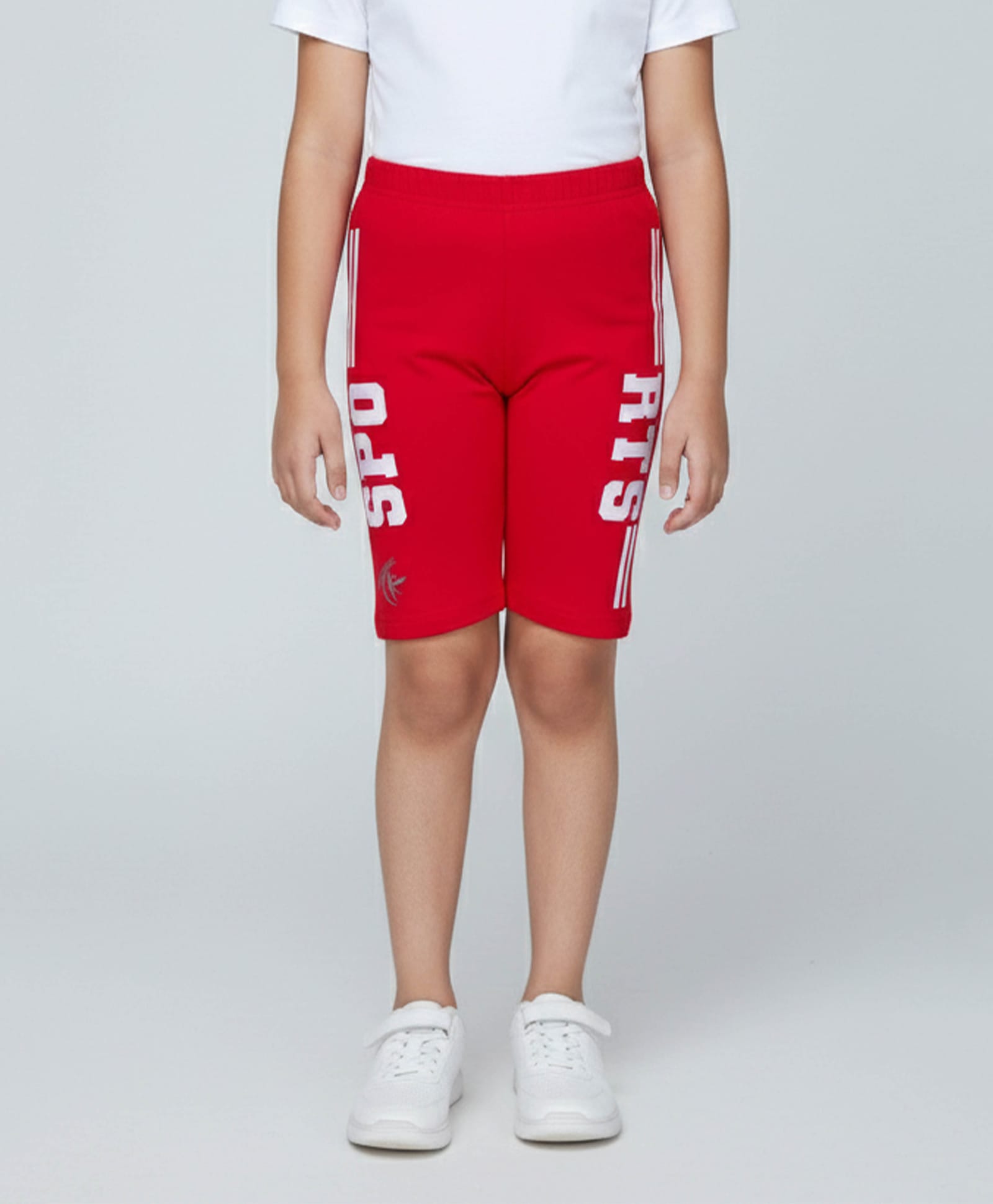 Kiddopanti Cotton Spandex Knit Sports Text Printed Cycling Shorts - Red-picture-25