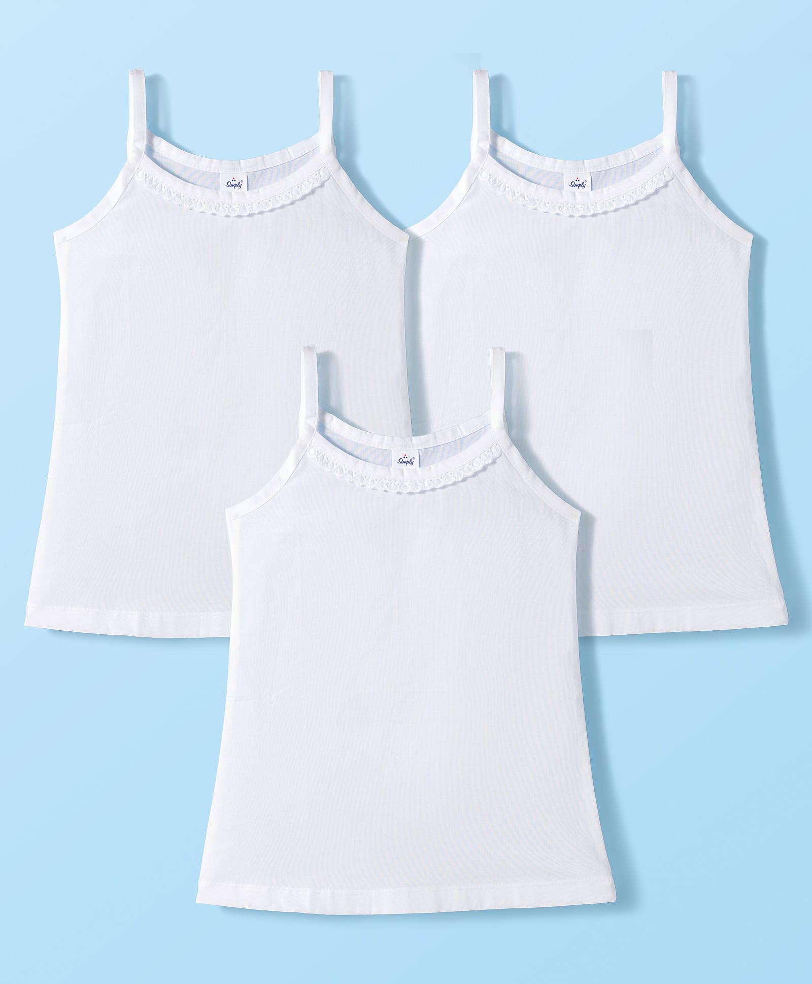 Simply Sinker Knit Sleeveless Solid Color Slips with Lace Detailing Pack of 3 - White-image-14