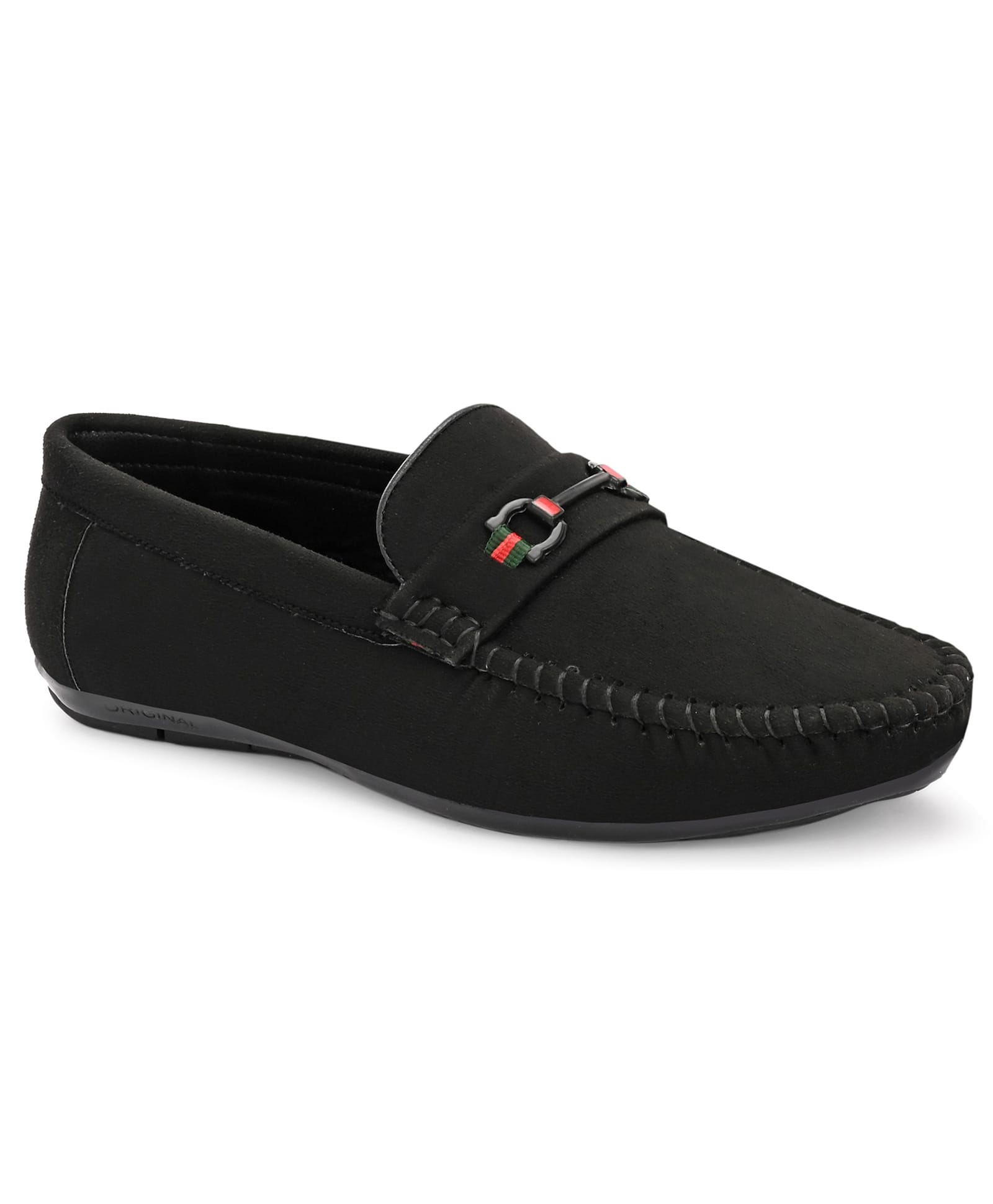 Stefens Metal Applique Thread Work Detailed Loafers - Black