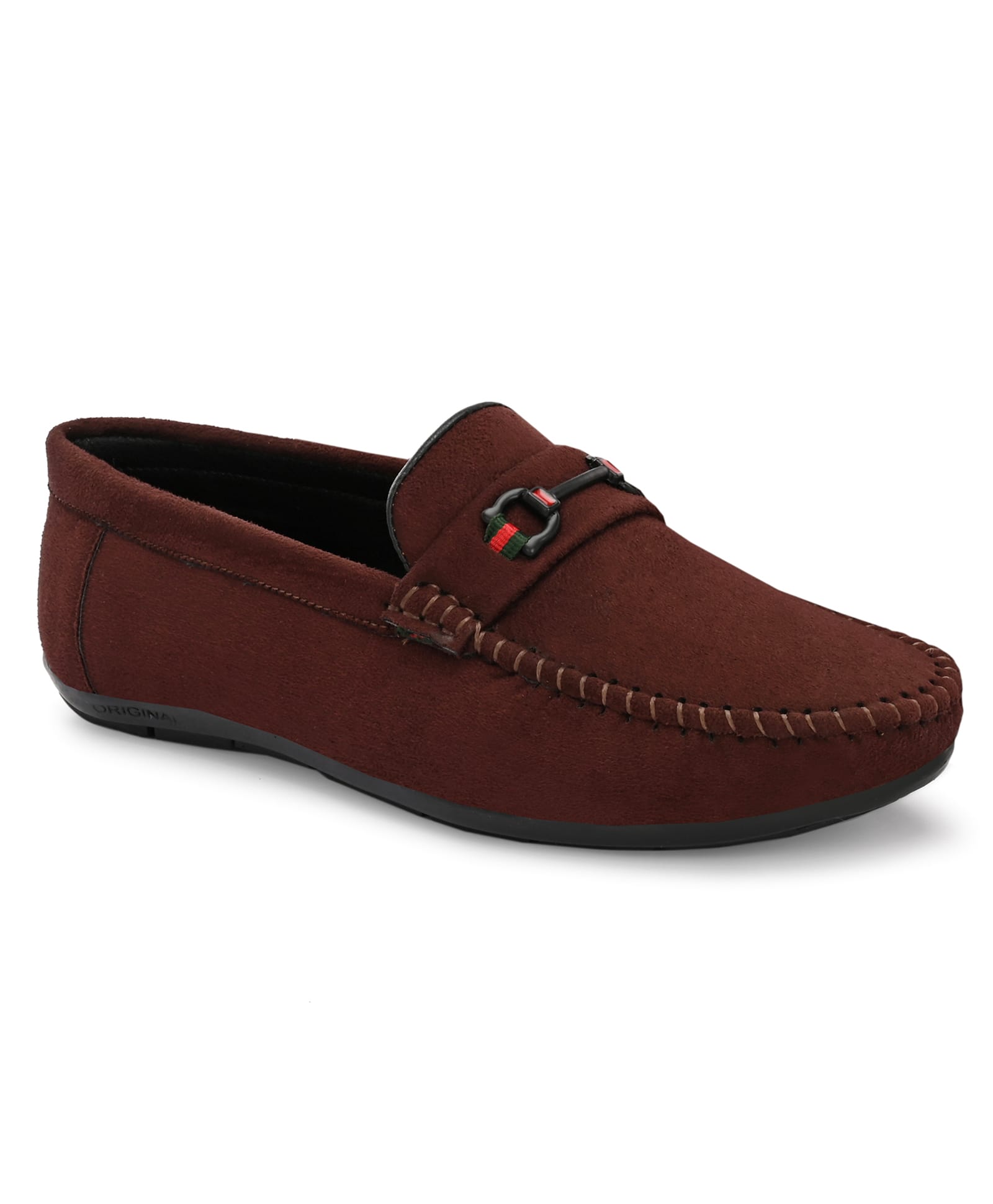 Stefens Metal Applique Thread Work Detailed Loafers - Brown-image-38