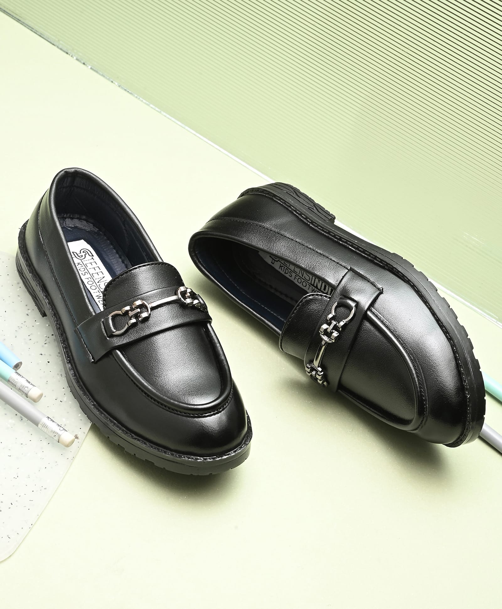 Stefens Metal Applique Detailed Moccasins - Black-image-49