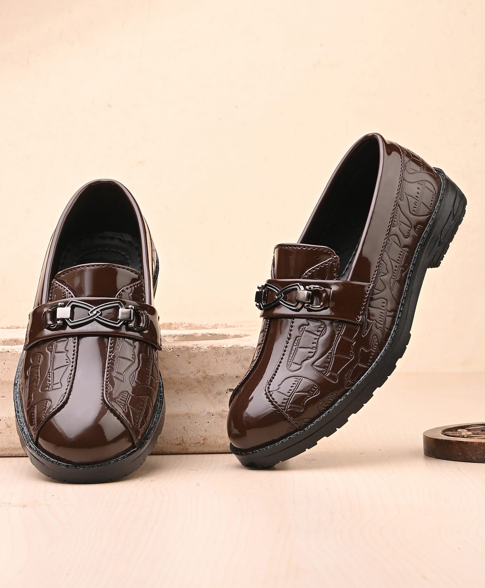 Stefens Abstract Applique Detailed Moccasins - Brown-image-6