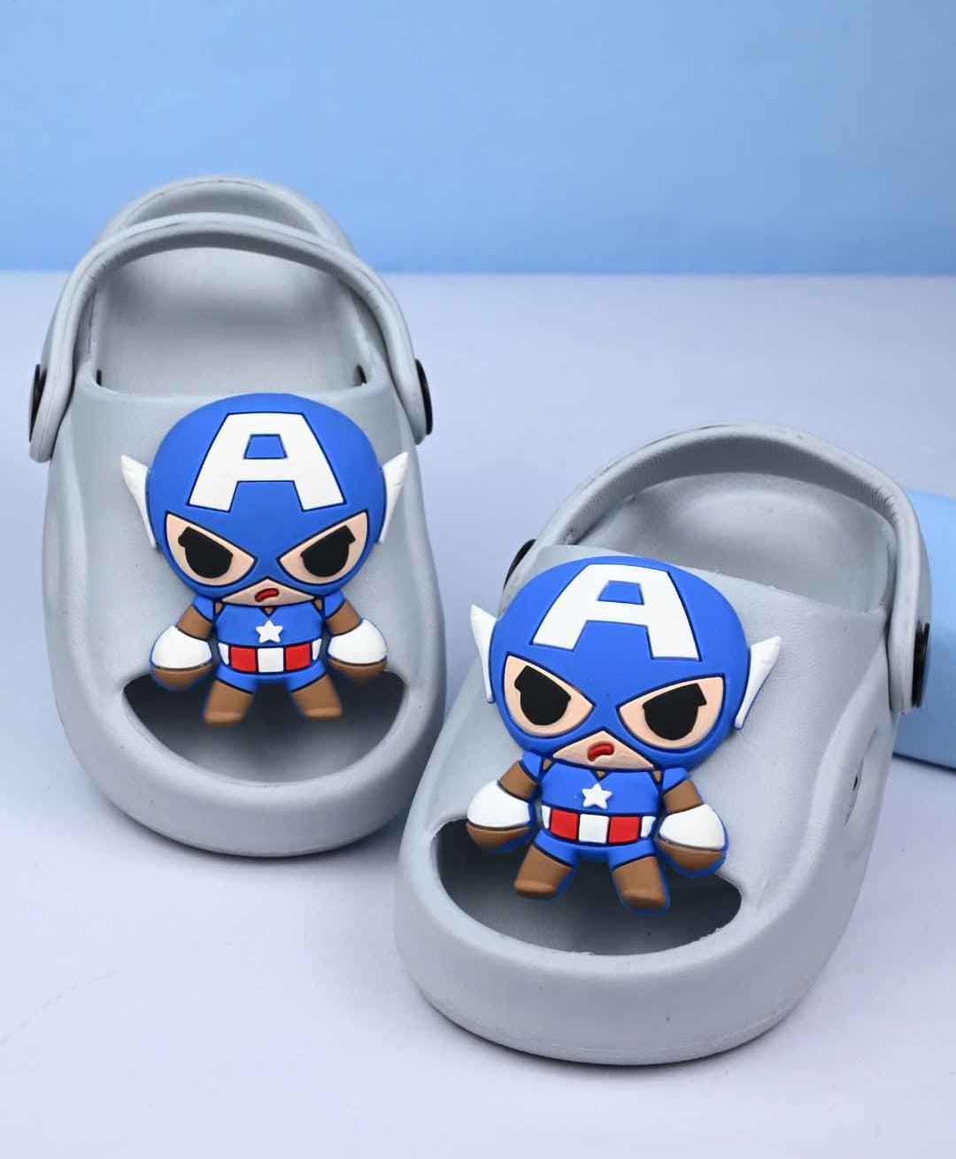 Yellow Bee Marvel Featuring Captain America Applique Detailed Slingback Sandals - Grey