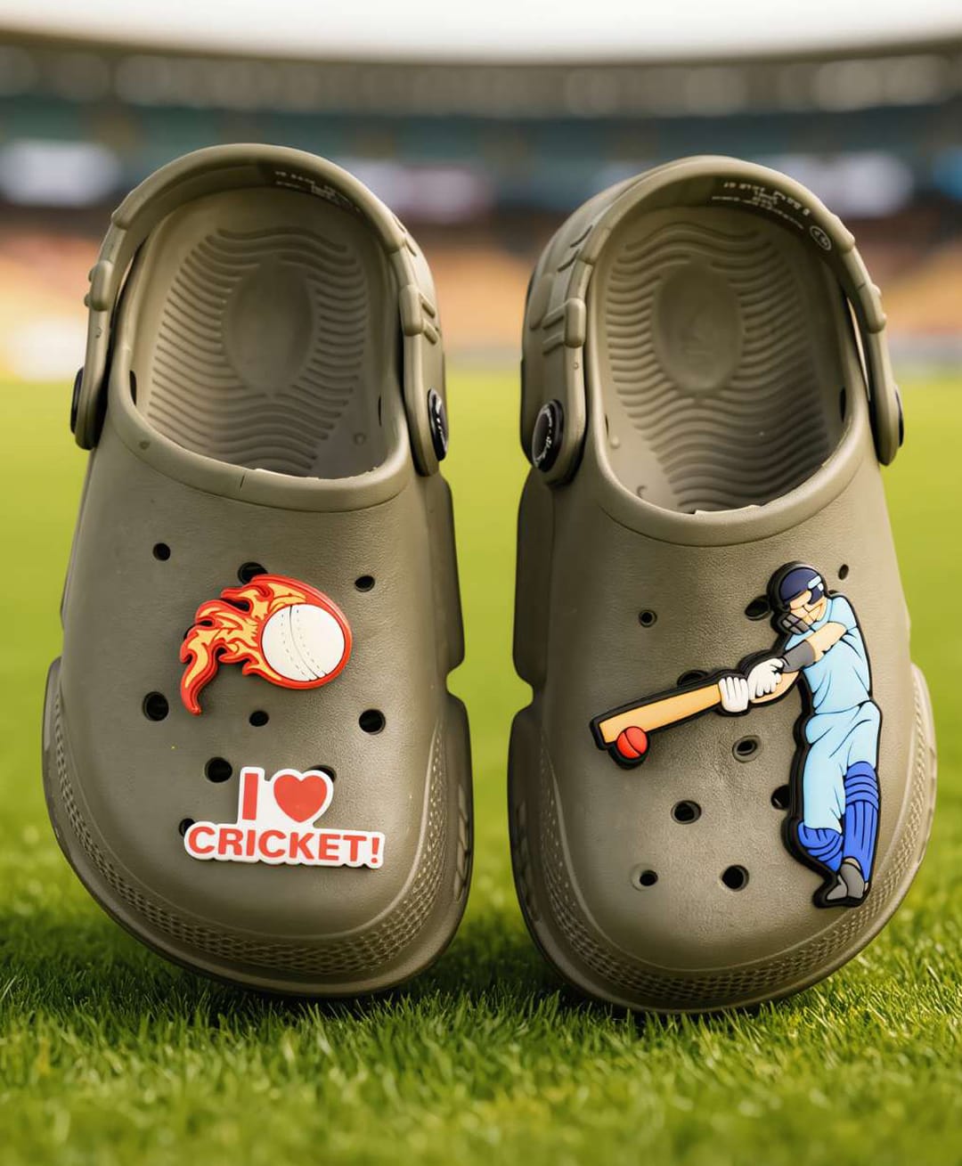 Yellow Bee Cricket Theme Applique Detailed Perforated Slingback Clogs - Olive Green-image-15