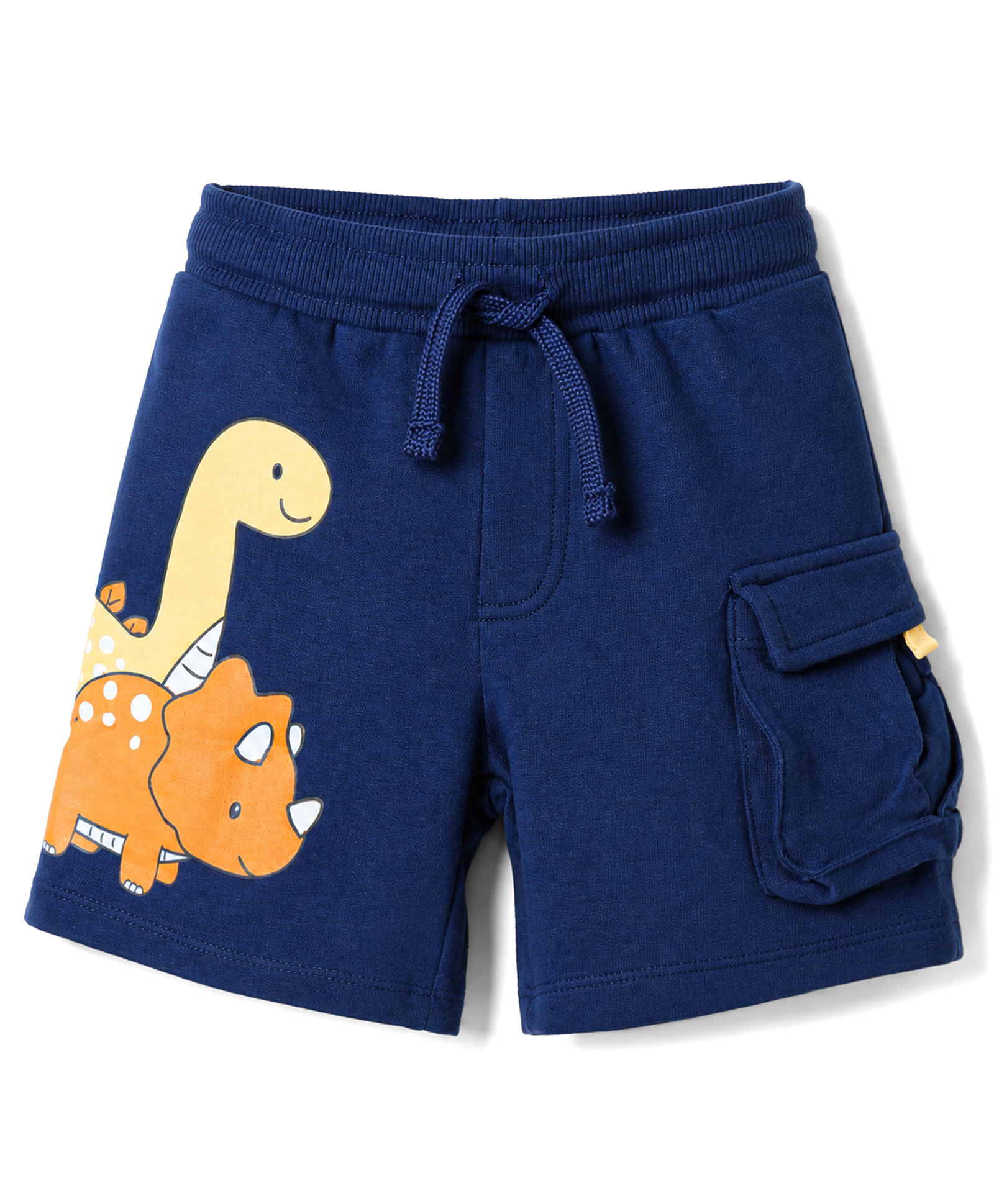 Babyhug Terry Knit Mid Thigh Dino Printed Shorts - Navy Blue-image-48
