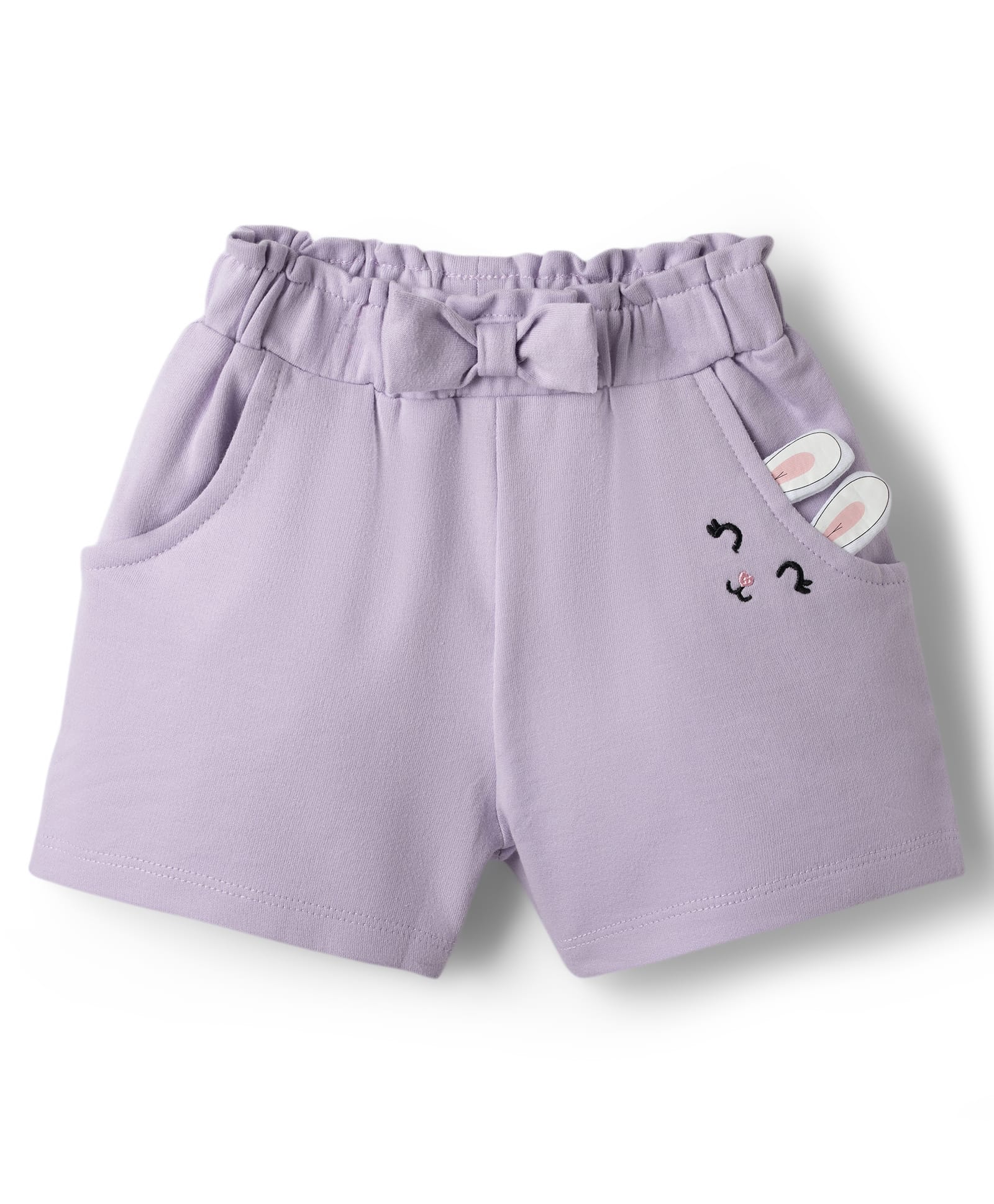 Babyhug Terry Knit Mid Thigh Shorts with Bunny Embroidery & Applique - Lavender-picture-16