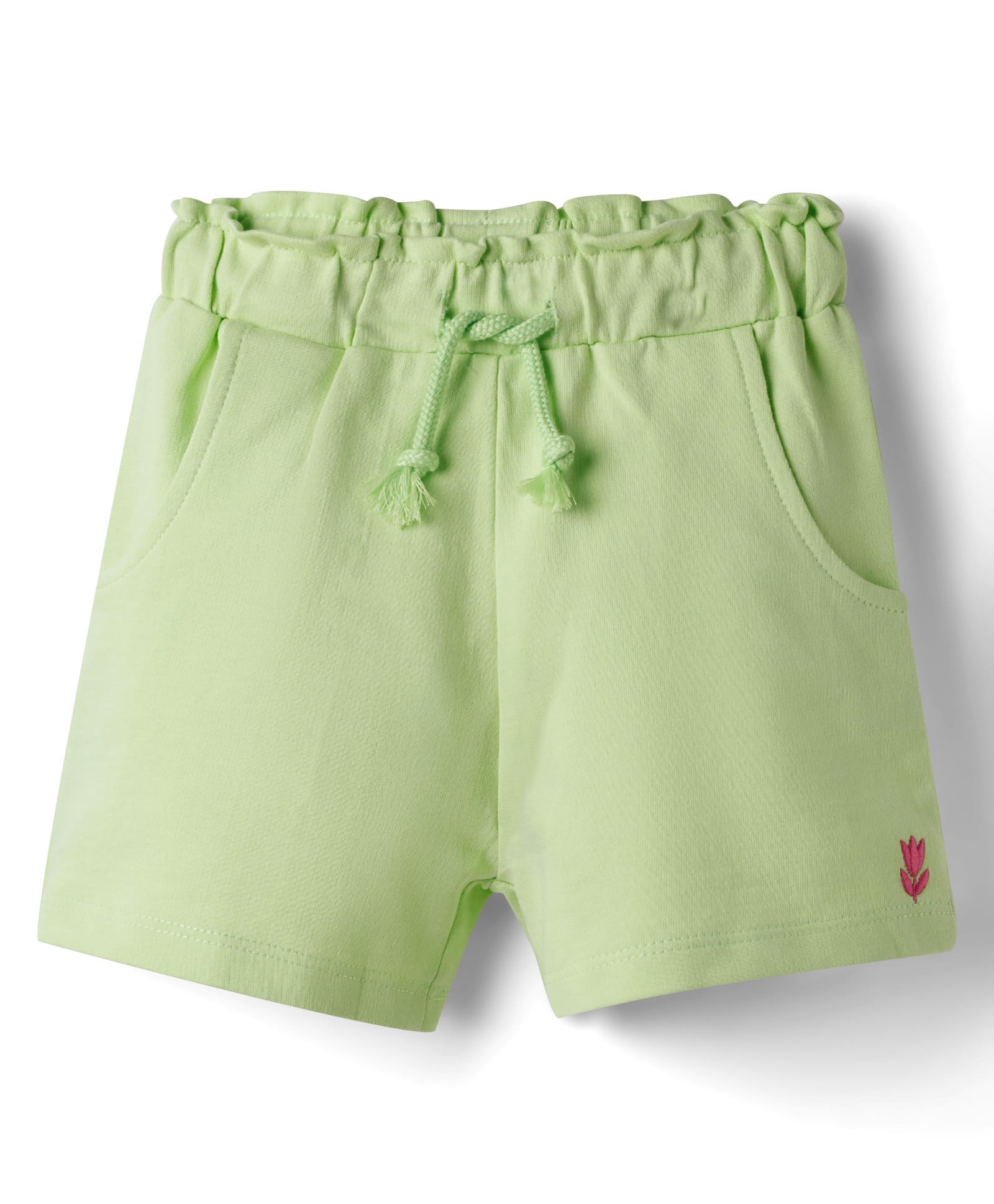Babyhug Terry Knit Mid Thigh Shorts With Floral Embroidery - Limegreen-picture-24