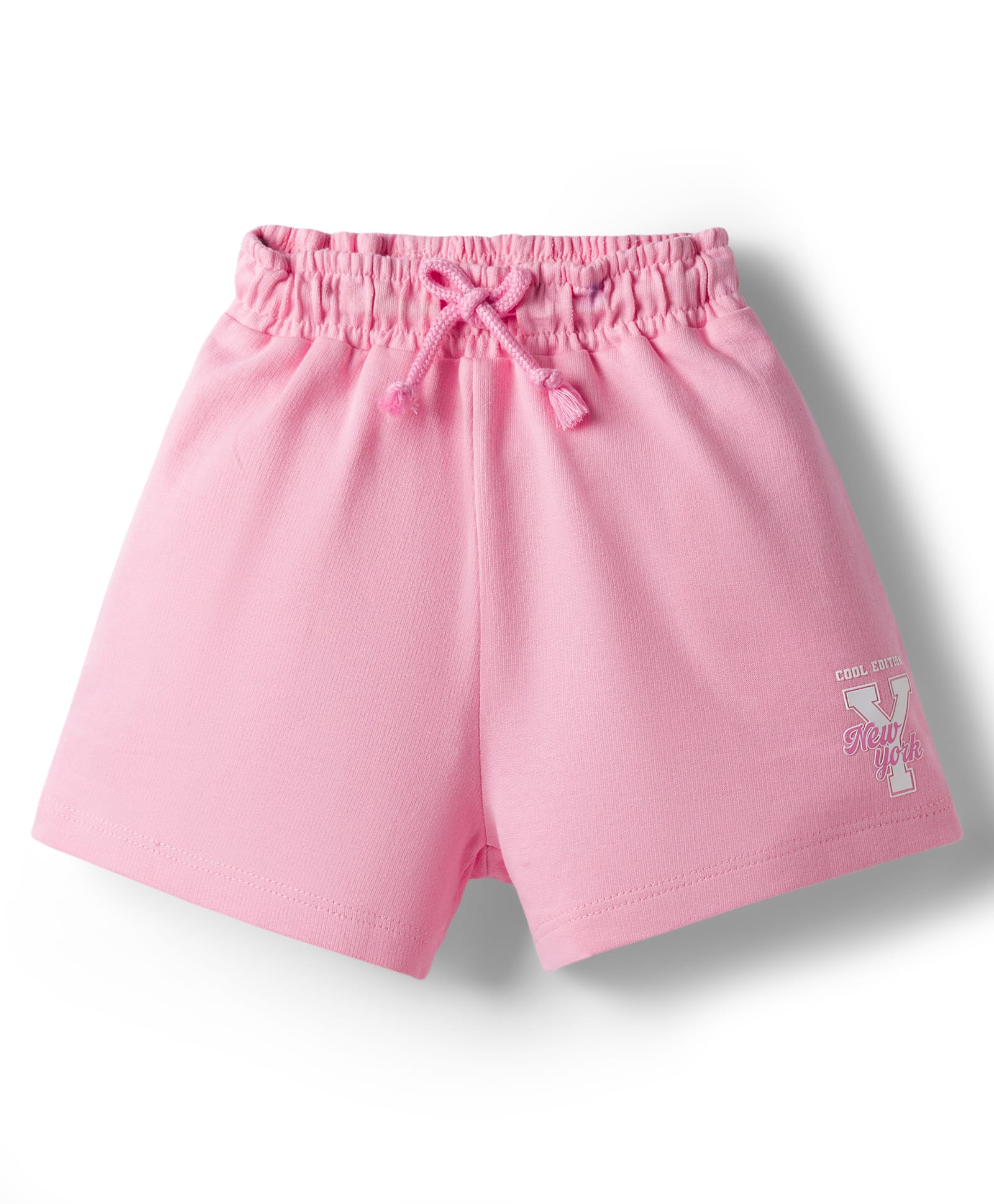 Babyhug Terry Knit Mid Thigh Length Shorts with New York Print - Pink-image-18