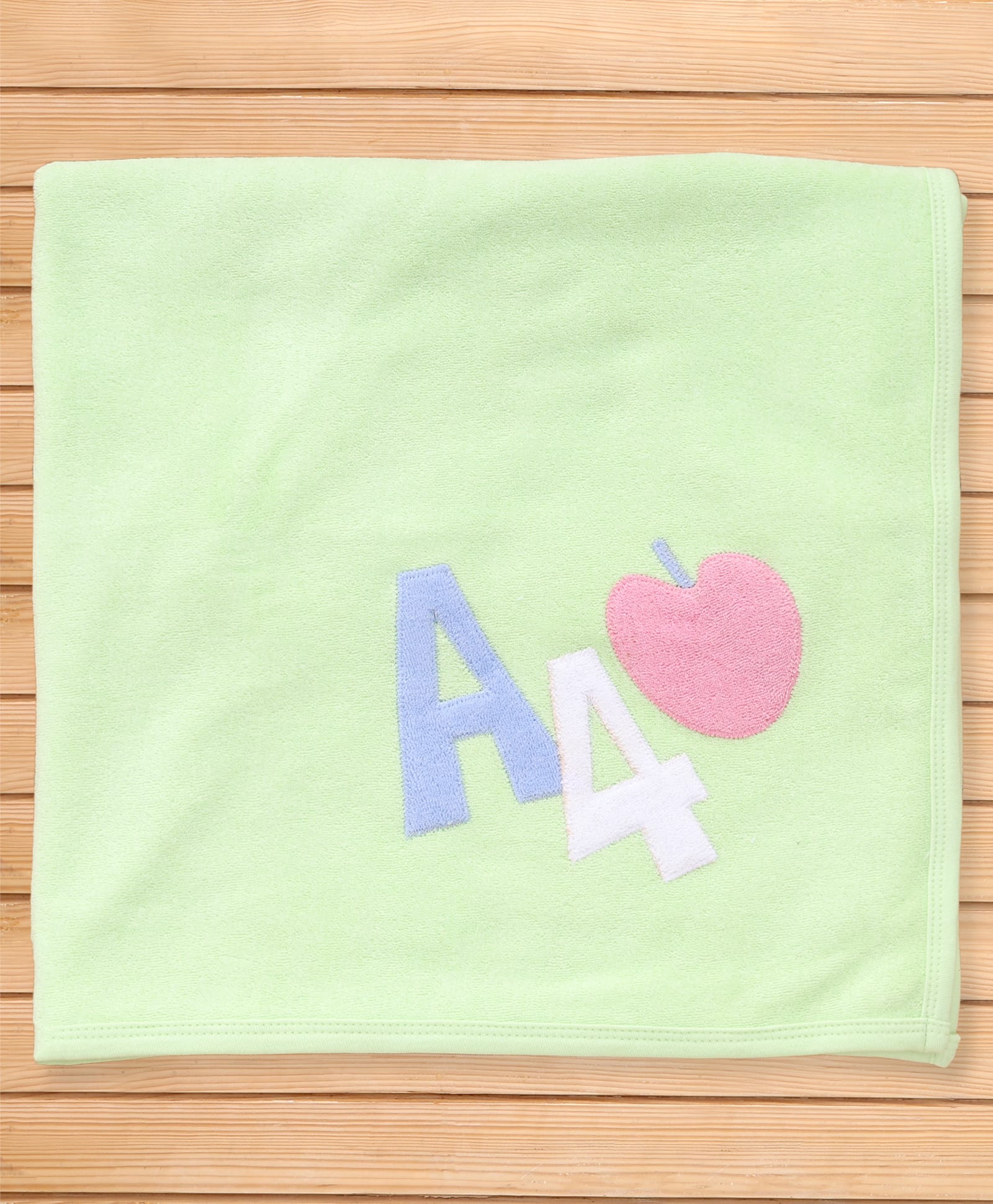 Pink Rabbit Terry Knit Towel with A4 Apple Print L 84 x B 84 cm - Green-image-24