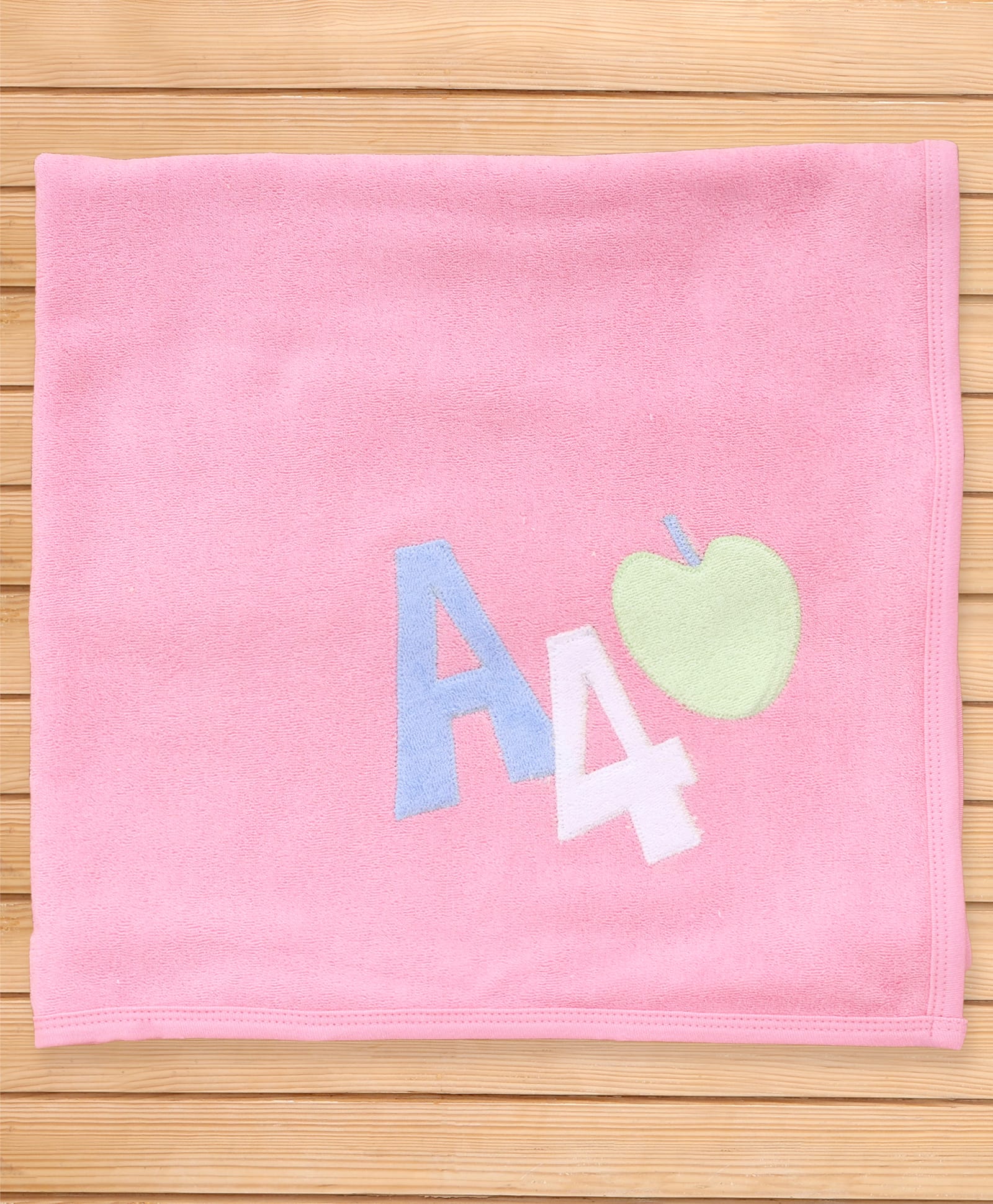 Pink Rabbit Terry Knit Towel with A4 Apple Print L 84 x B 84 cm - Light Pink-picture-41