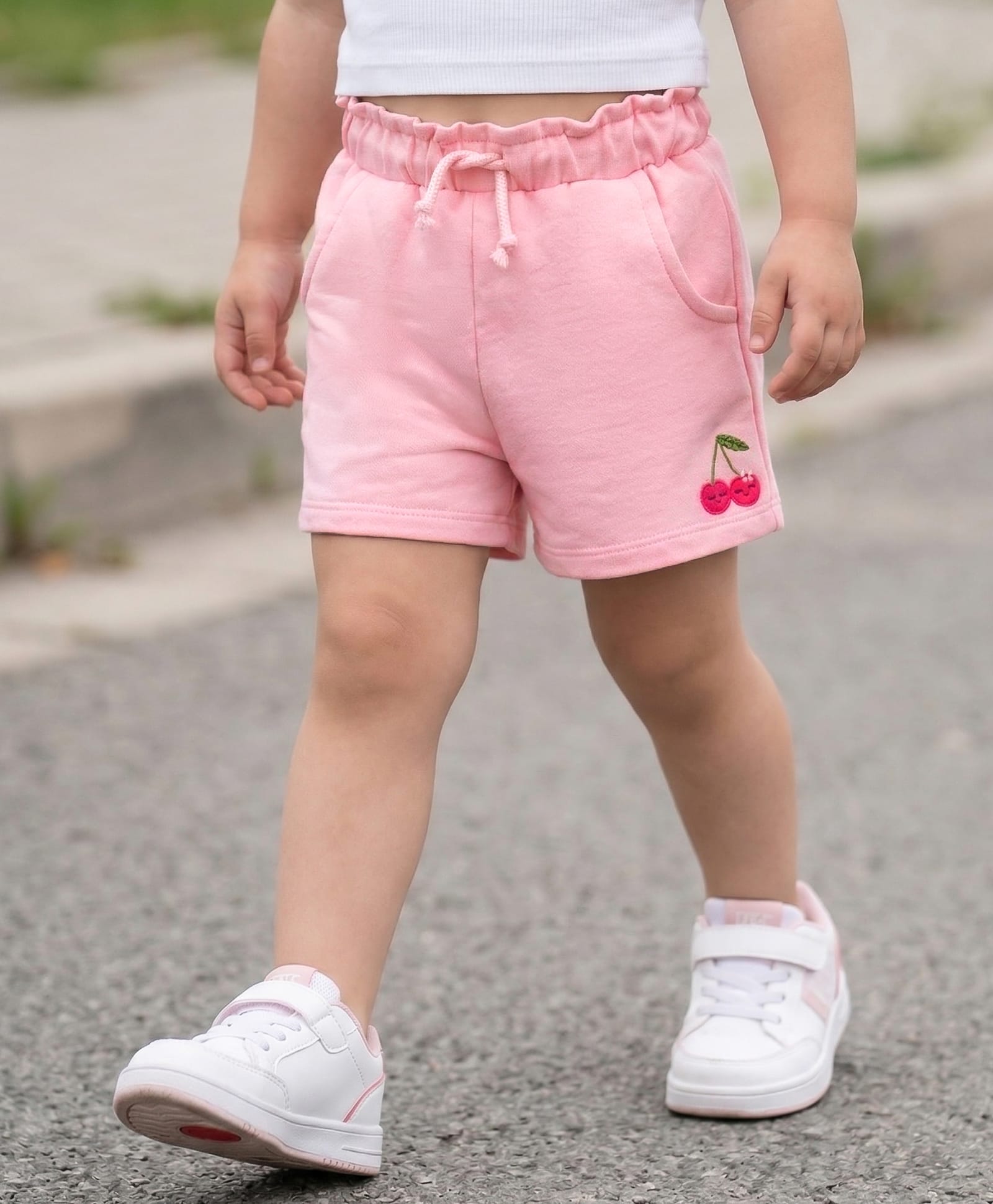 Babyhug Terry Knit Mid Thigh Cherry Embroidered Shorts - Pink-picture-18