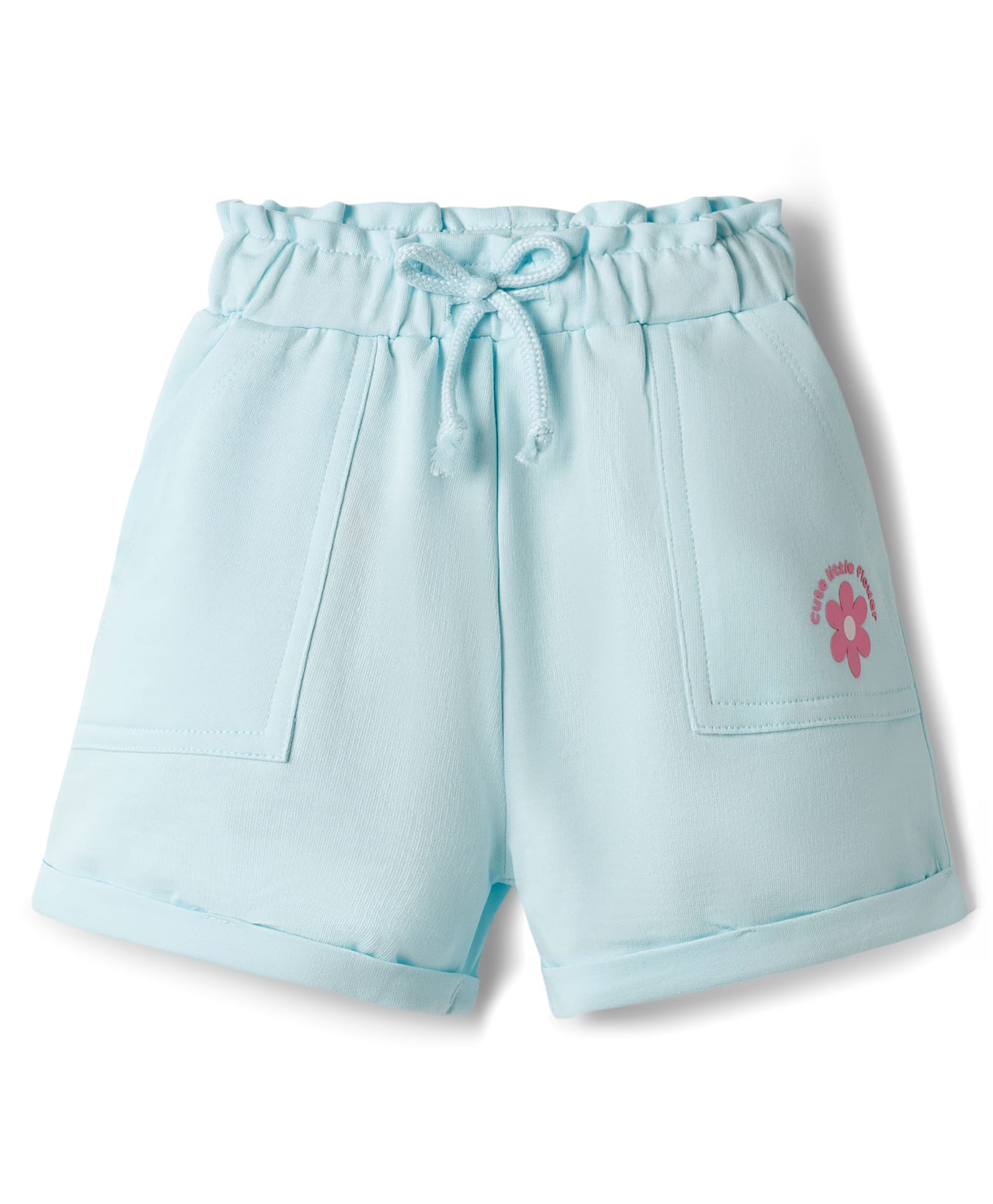 Babyhug Terry Knit Mid Thigh Shorts With Floral Print - Light Blue-picture-21