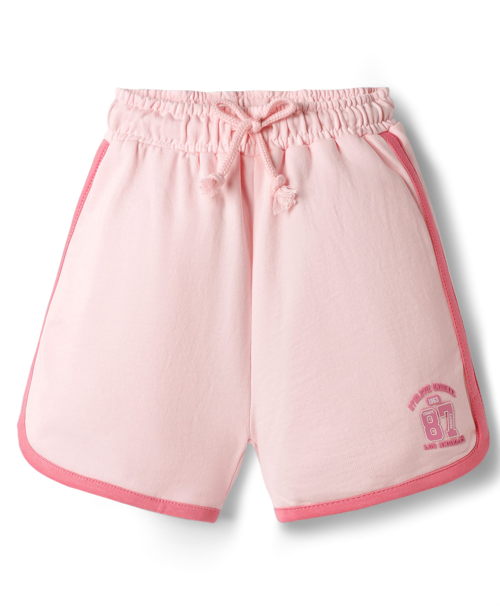 Babyhug Terry Cotton Knit Shorts With Text Print - Pink-image-24
