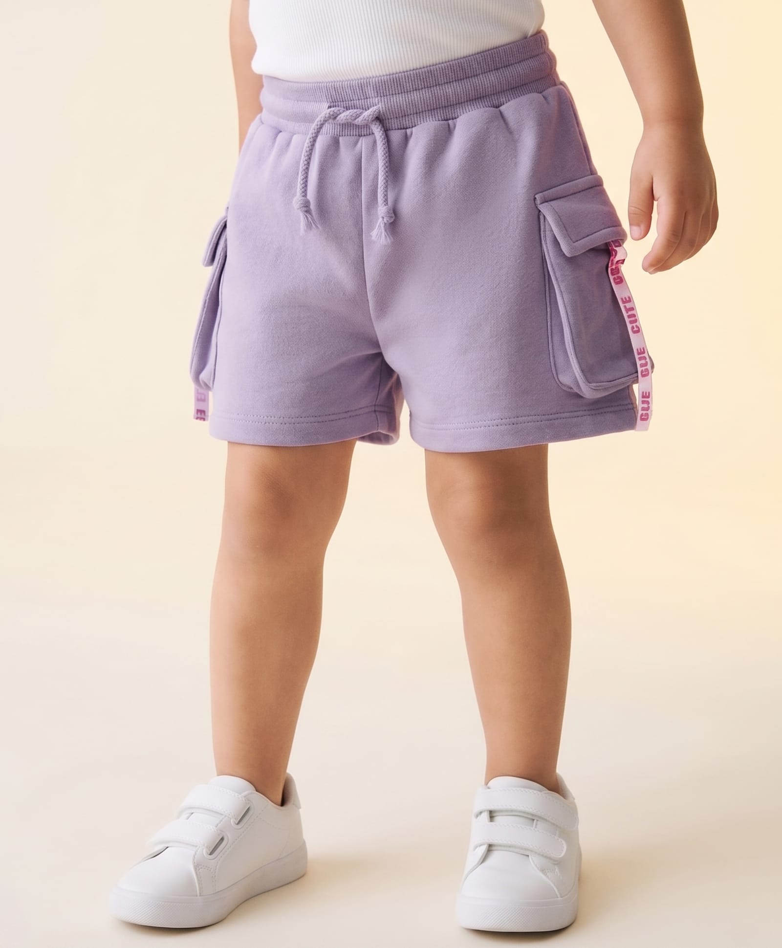 Babyhug Terry Knit Mid Thigh Solid Shorts - Lavender-image-0