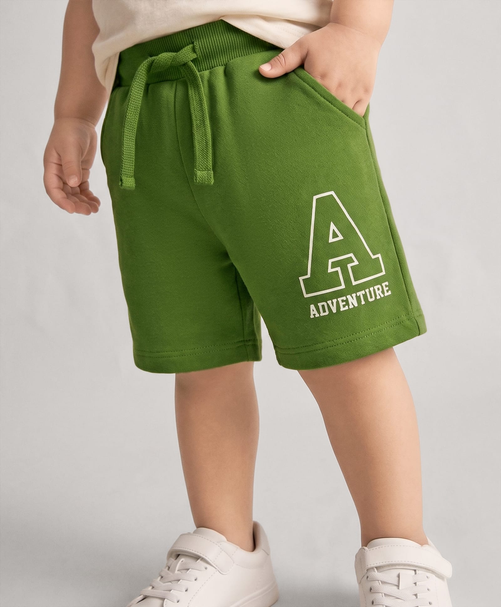 Babyhug Terry Knit Mid Thigh Shorts with Adventure Print - Green-image-29