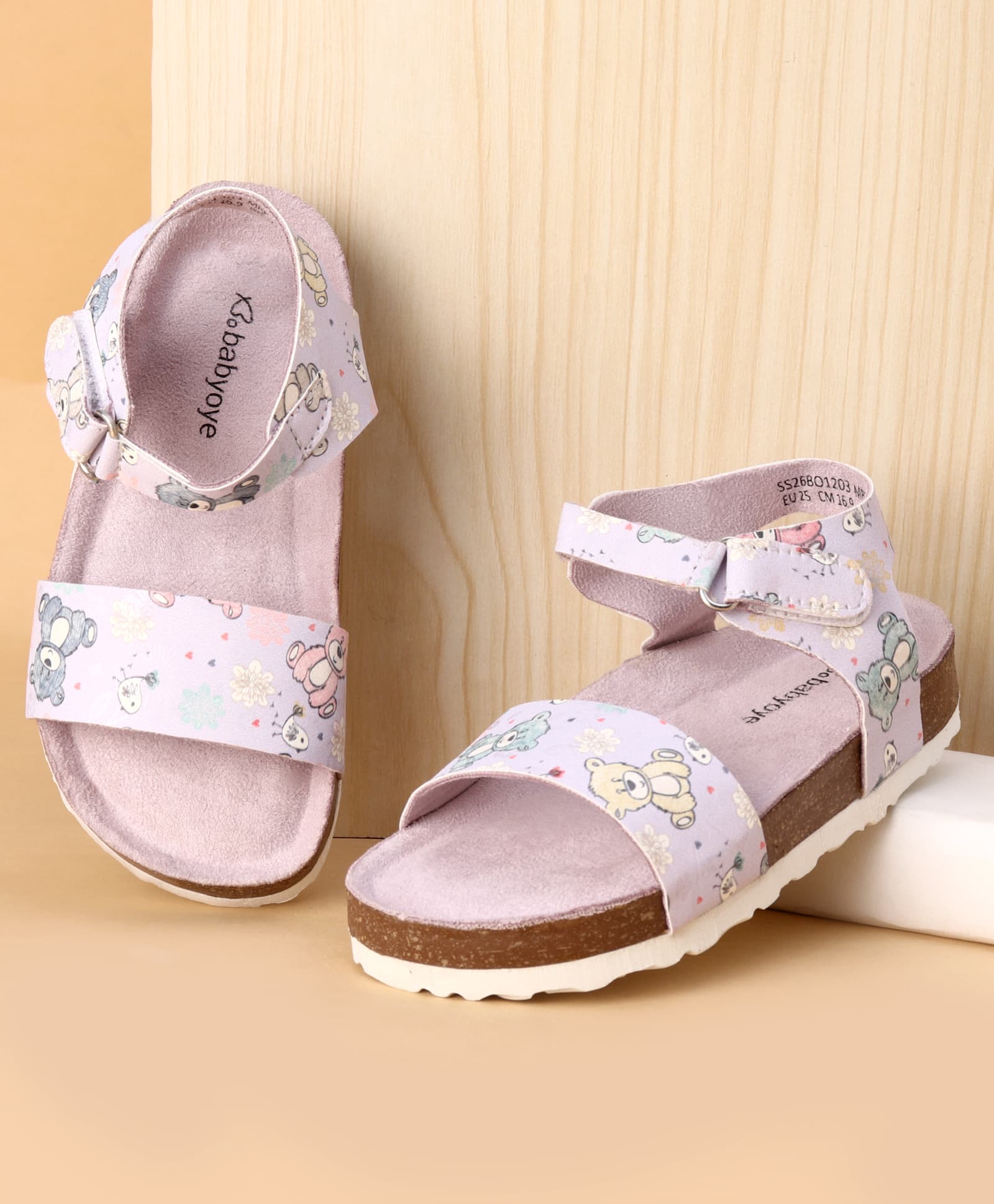 Babyoye Velcro Closure Sandals With Animal Print - Lilac-image-25