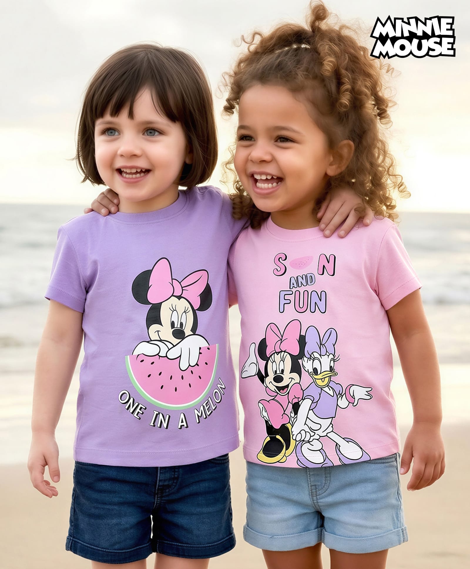 Babyhug Disney Cotton Knit T-Shirt Half Sleeve Round Neck Minnie and Friends Graphic Multi Color 12-18 Months Pack of 2-picture-16