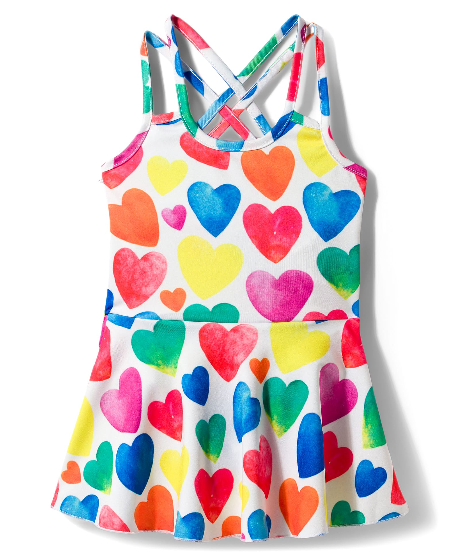 Babyhug Sleeveless Hearts Printed Frock Swimsuit - White-image-38