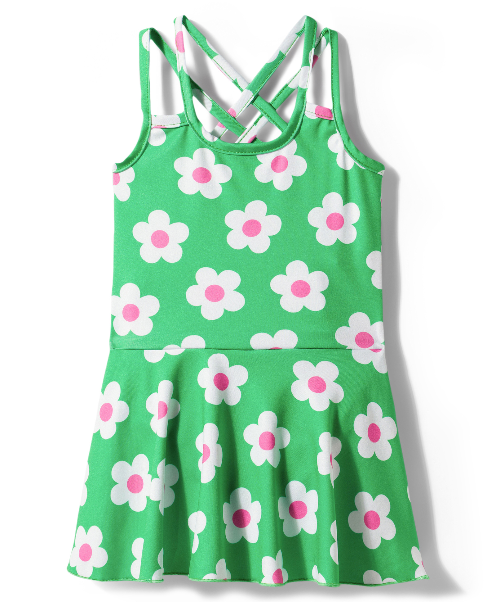 Babyhug Water Repellent Sleeveless Frock Swimsuit with Floral Print - Green-image-29
