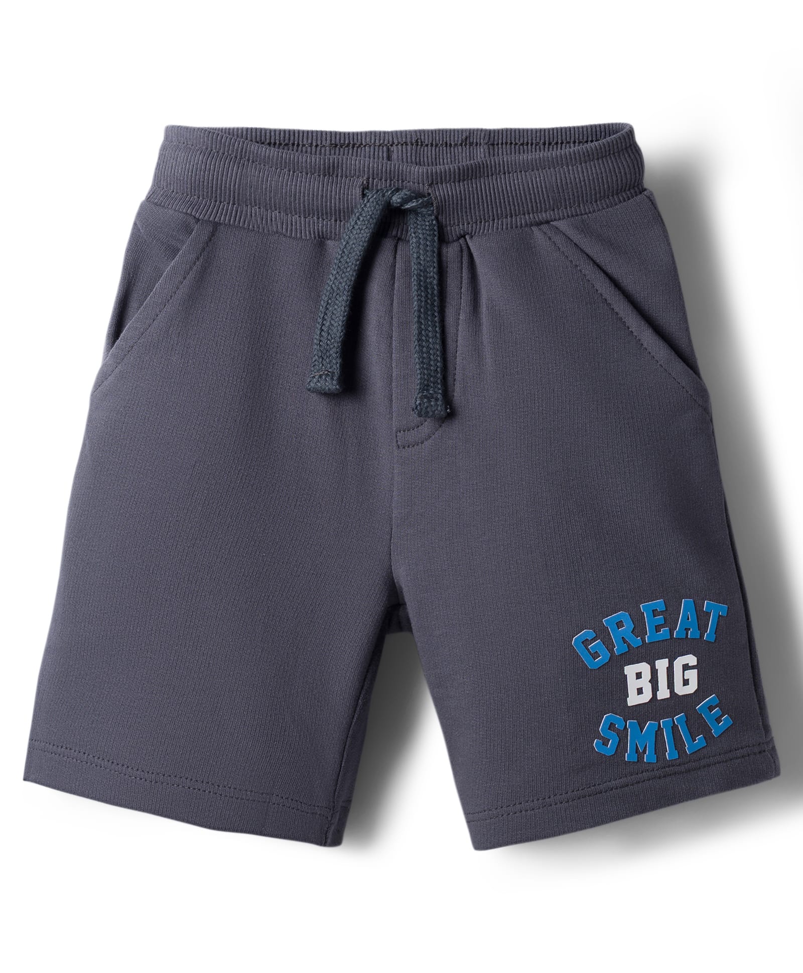 Babyhug Terry Knit Mid Thigh Length Shorts with Great Big Smile Print - Navy Blue-image-35
