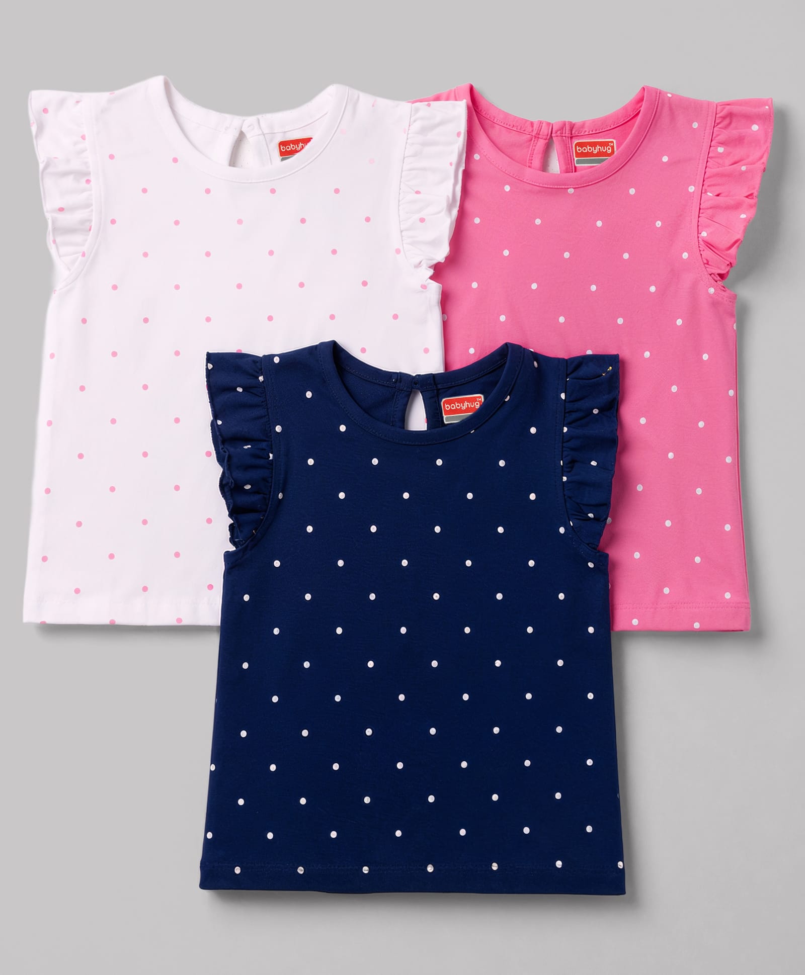 Babyhug Cotton Knit T-Shirts with Graphics Round Neck Ruffled Sleeves Multi Color 4-5 Years Pack of 3-picture-16