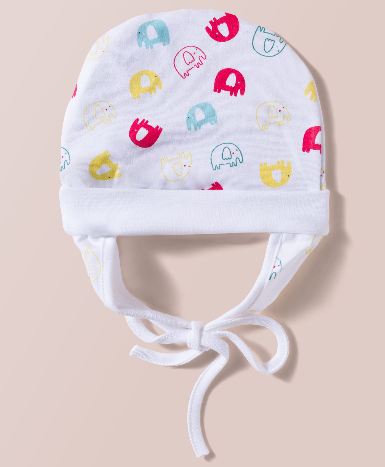Ben Benny Interlock Knit Elephant Printed Baby Cap With Ears White - Diameter 11 cm-image-35
