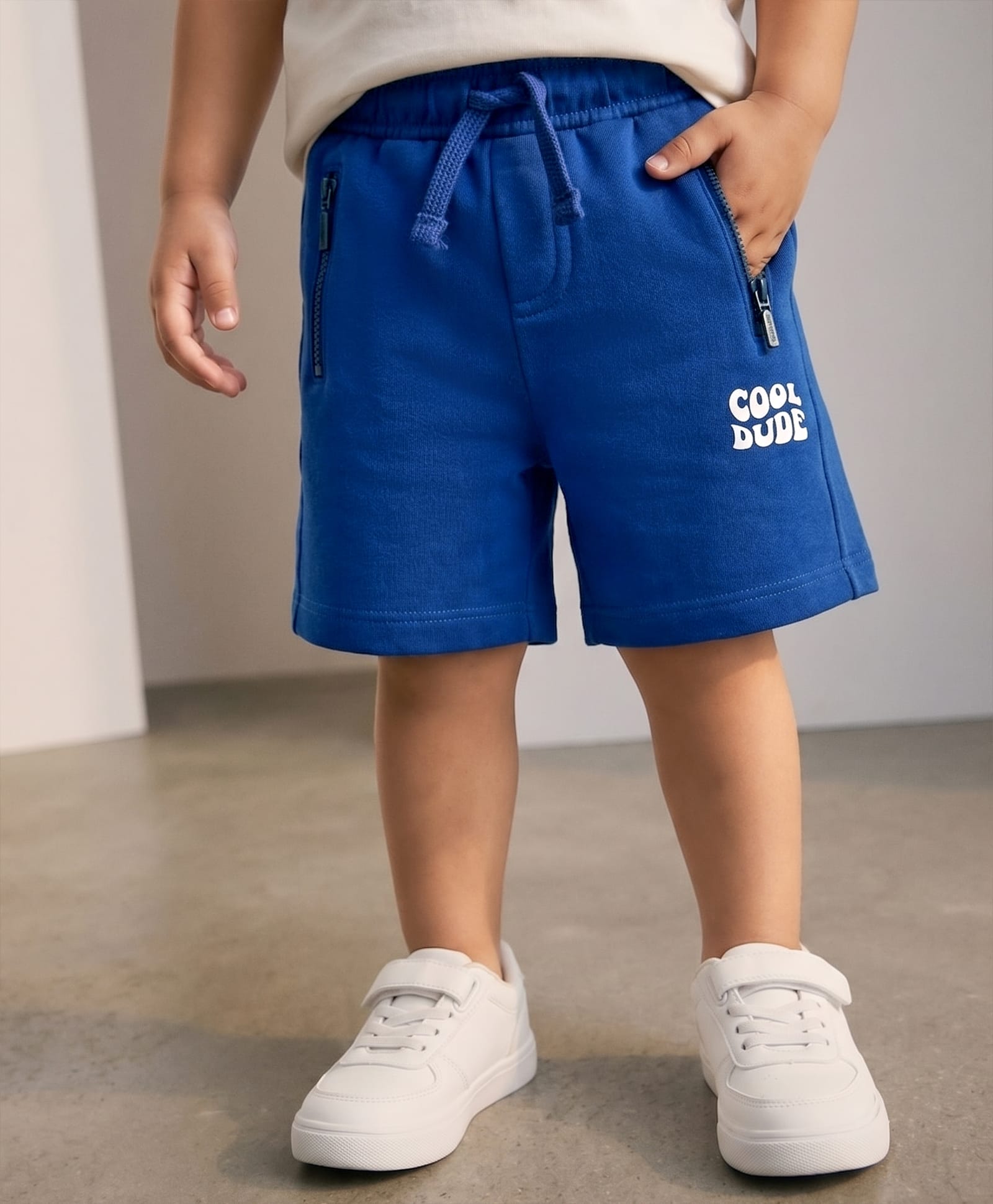 Babyhug Terry Knit Mid Thigh Shorts with Cool Dude Print - Navy Blue-picture-14