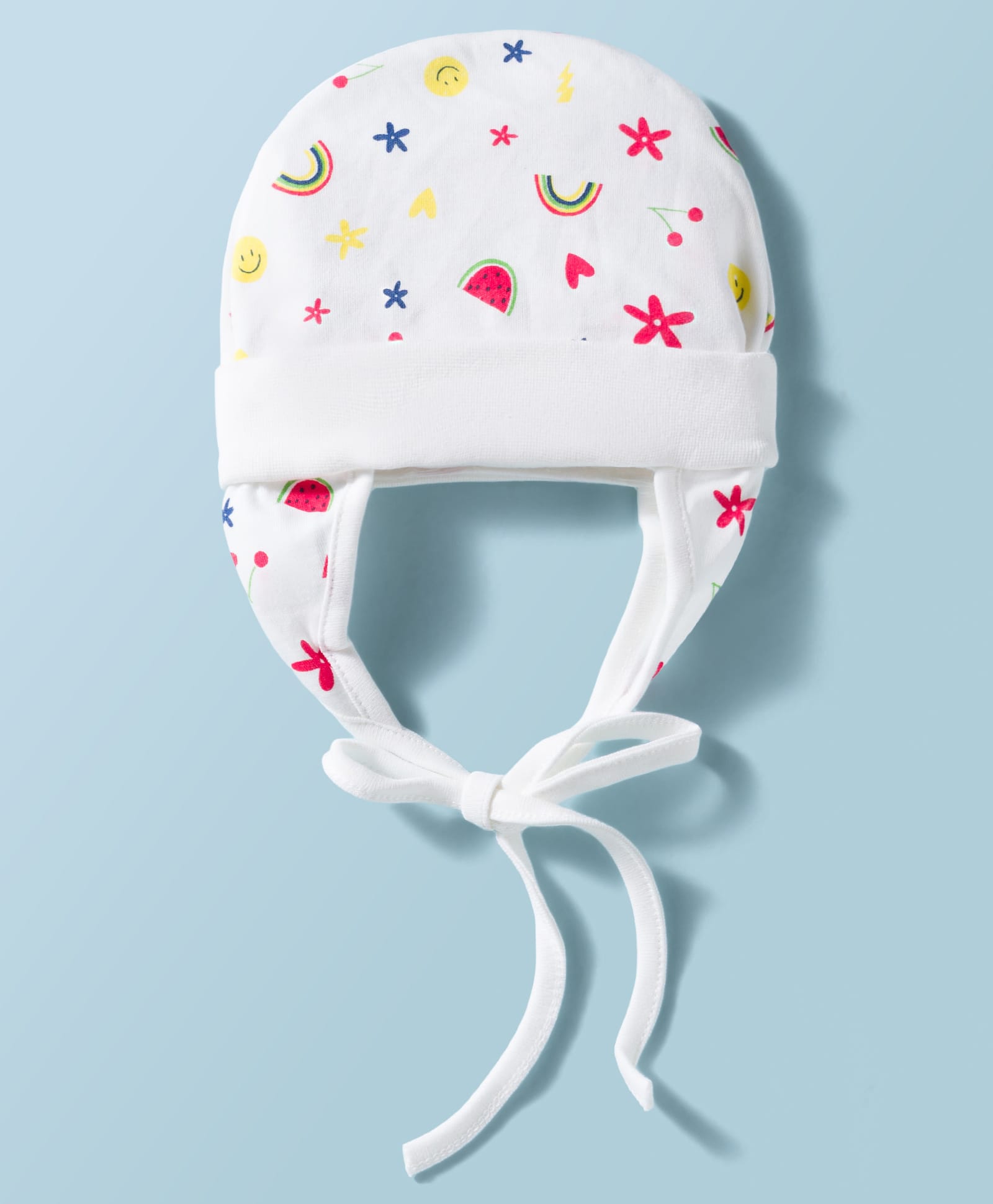 Ben Benny Interlock Knit Printed Baby Cap With Ears White - Diameter 10.5 cm-picture-20
